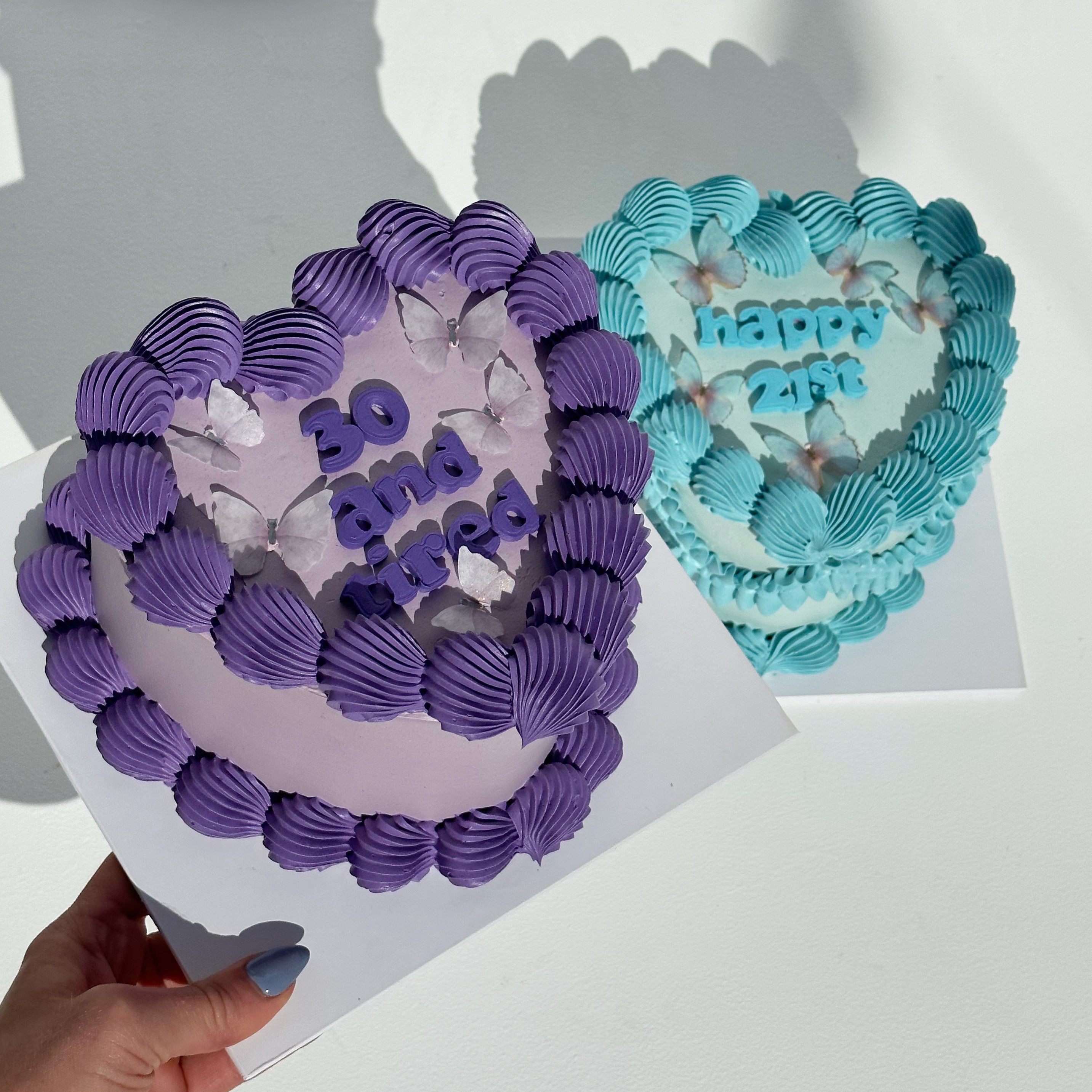 Simple Retro Text Cake - ROUND/LOVEHEART Shape - From $77