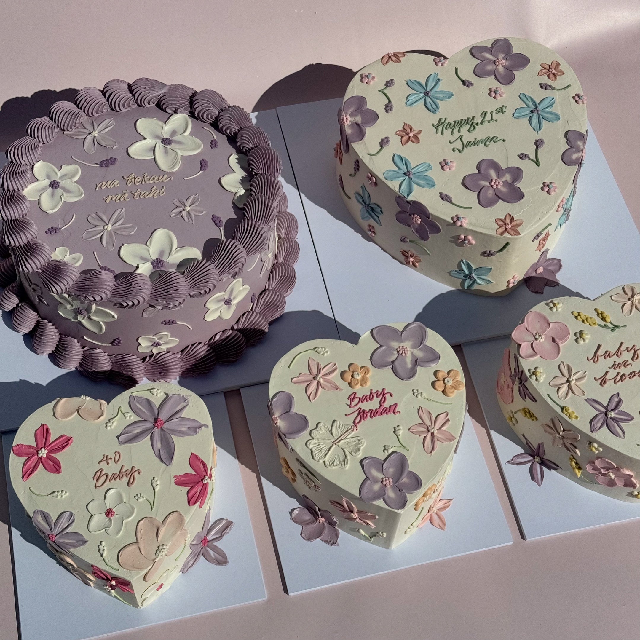 Hand-Piped Floral Cake - From $215