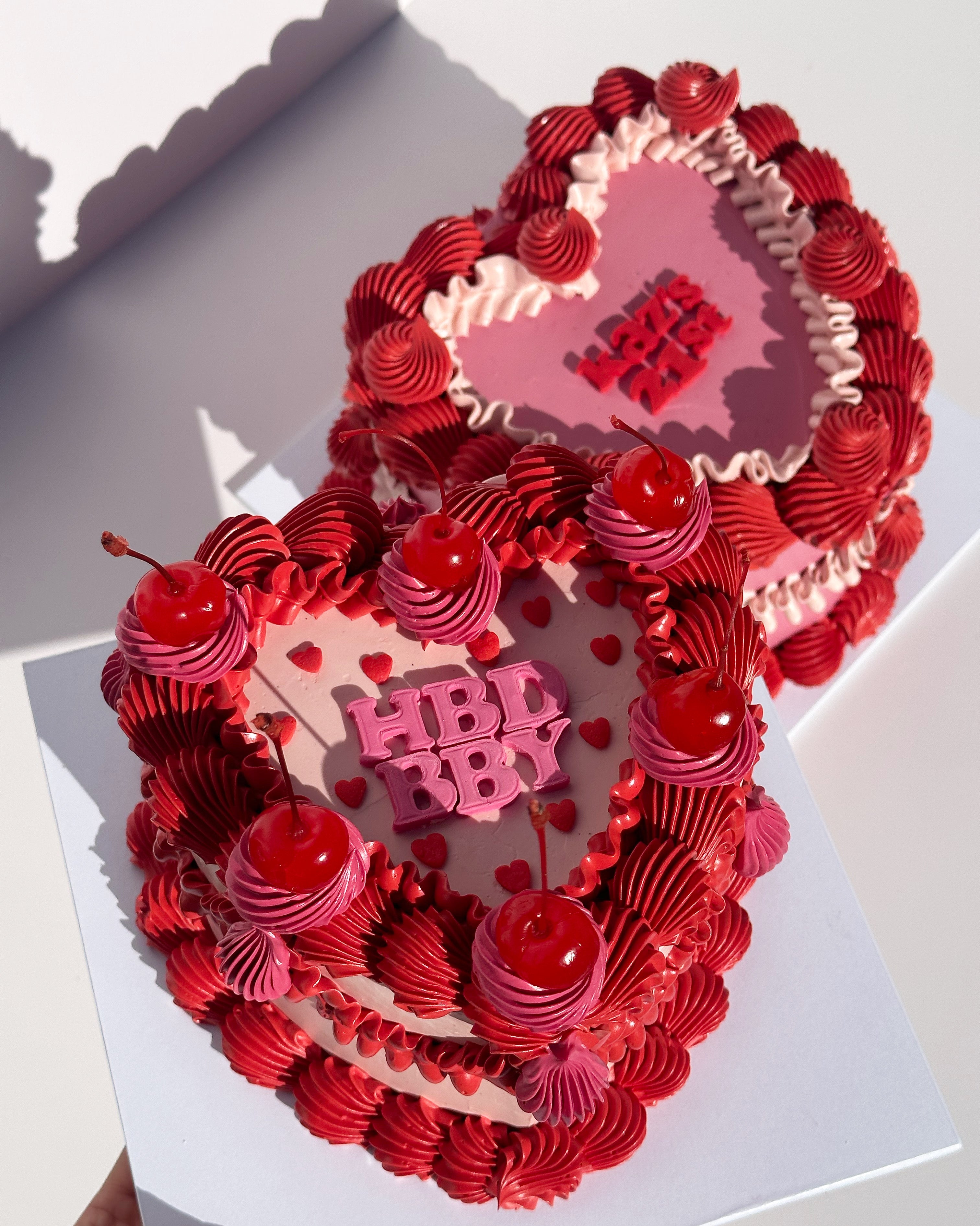 Frilly Retro Text Cake - ROUND/LOVEHEART - From $120