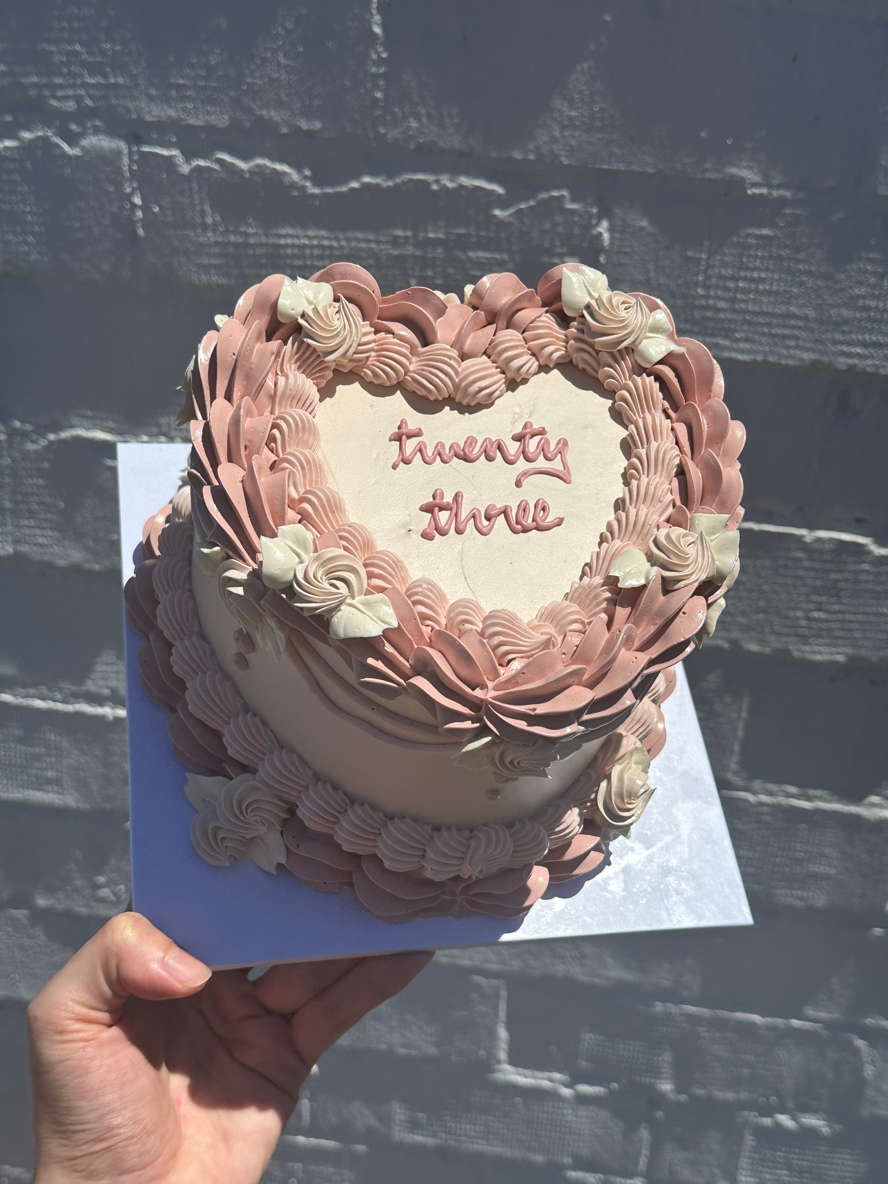 OTT Frilly Retro Text Cake - ROUND/LOVEHEART - From $185