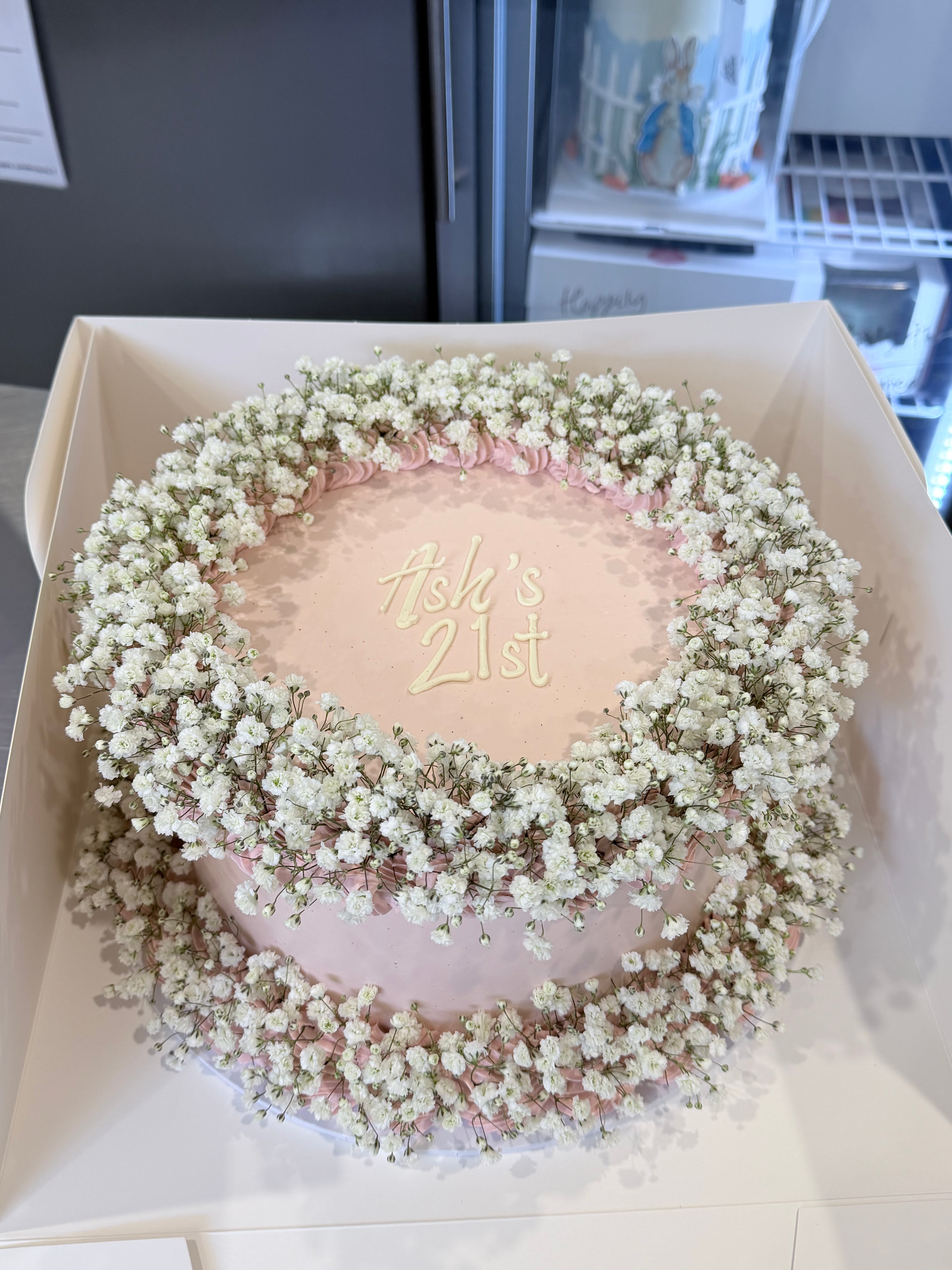Babies Breath Flower Retro Cake - From $205