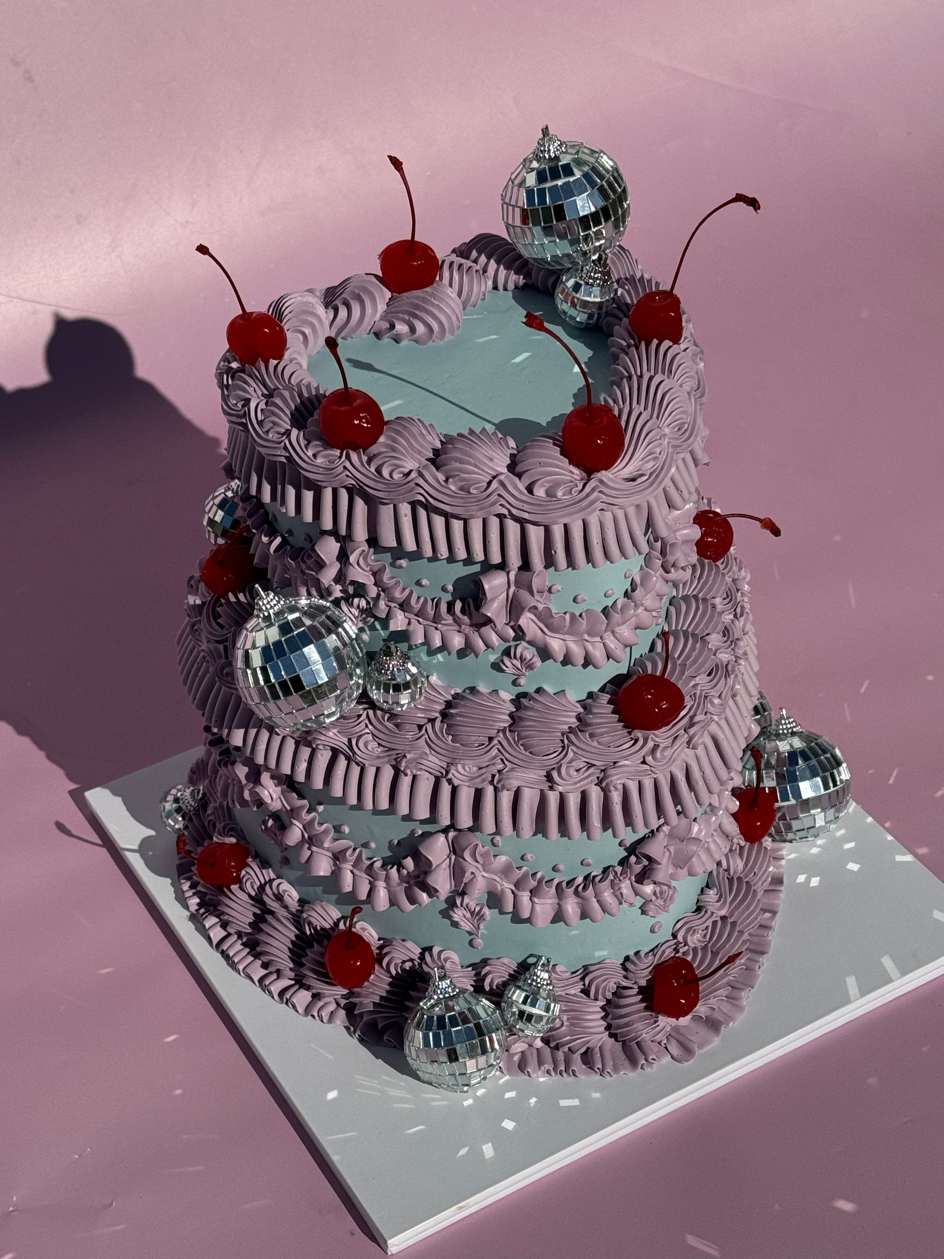OTT Frilly Retro Cake - From $270 (6+ rows of piping, multi-coloured)