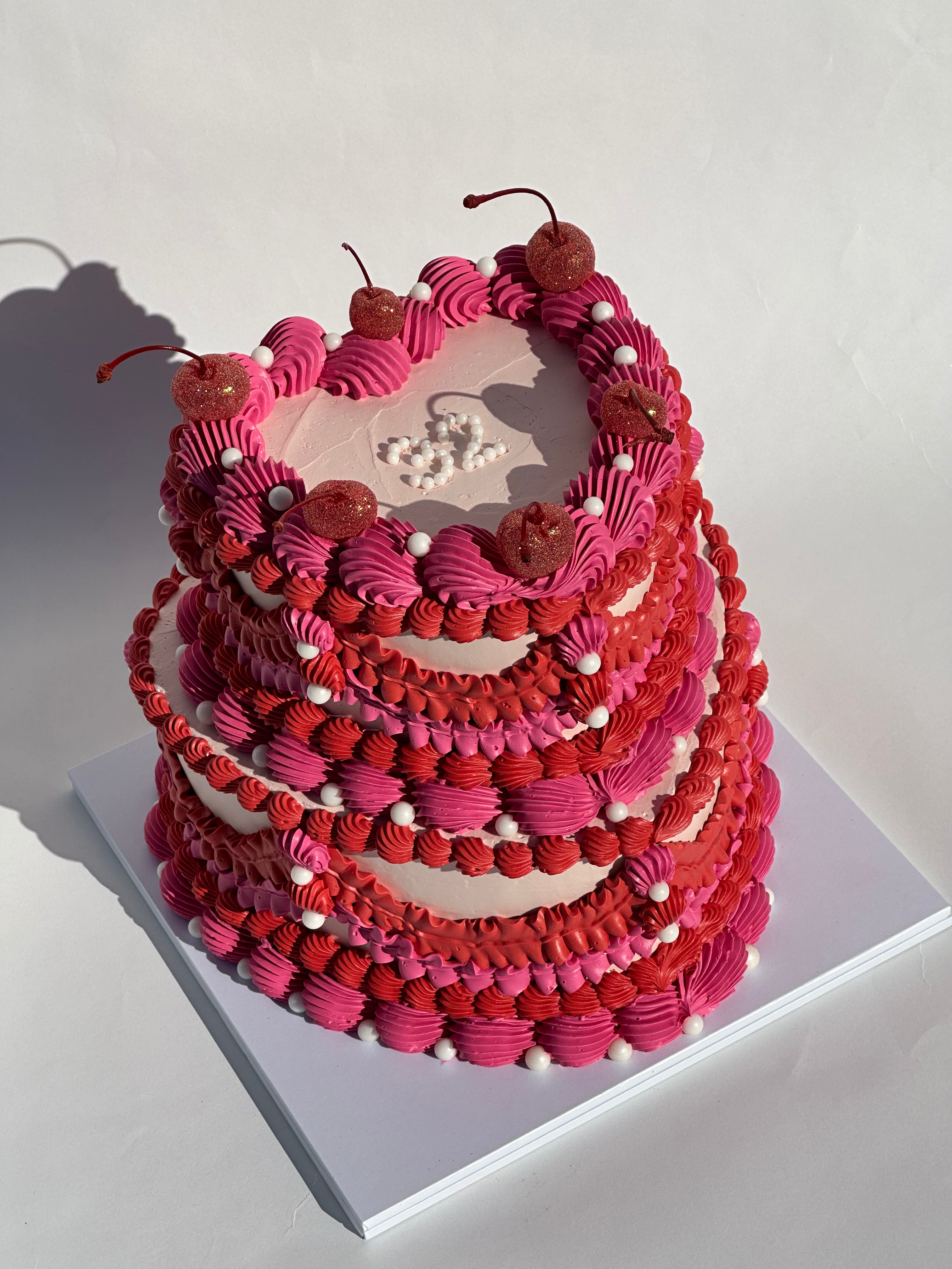 OTT Frilly Retro Cake - From $270 (6+ rows of piping, multi-coloured)