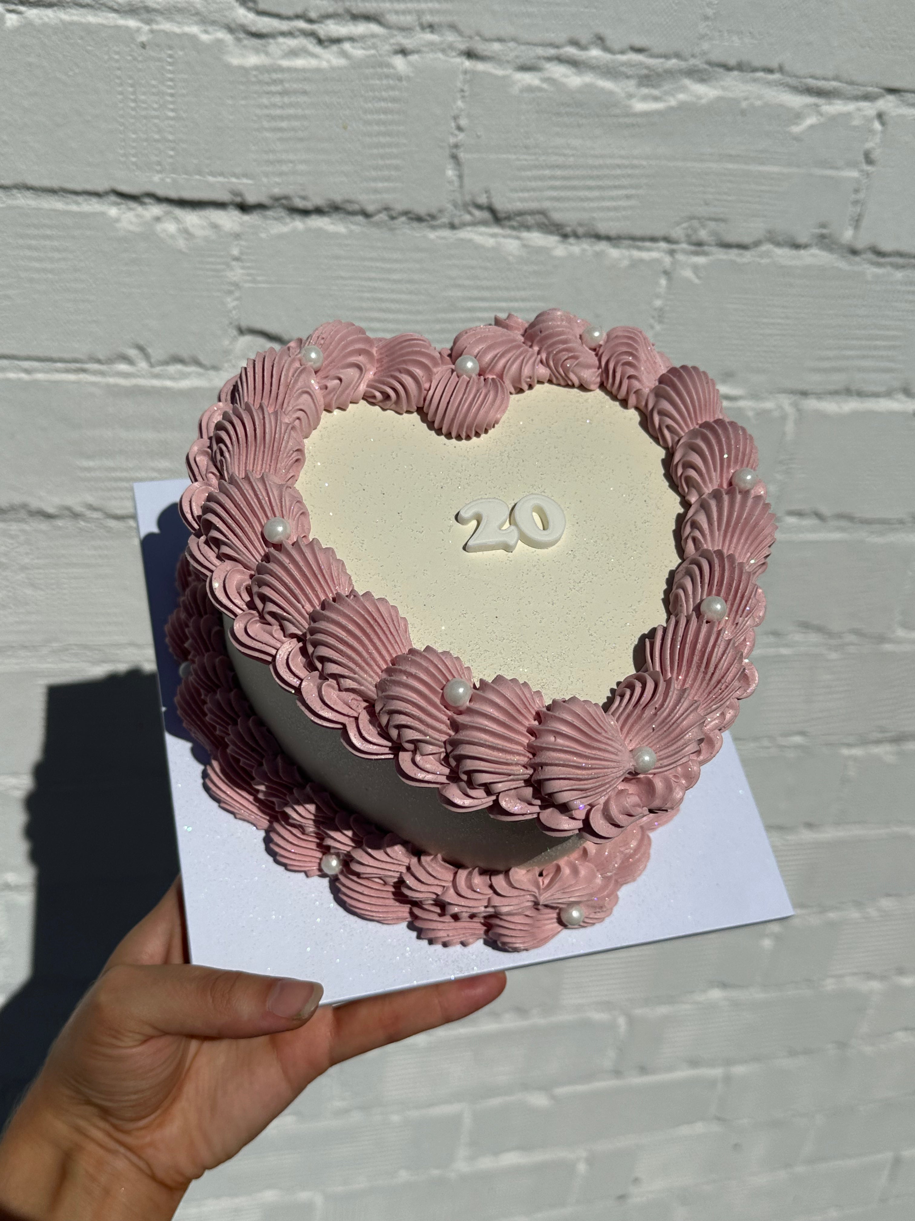 Frilly Retro Text Cake - ROUND/LOVEHEART - From $120