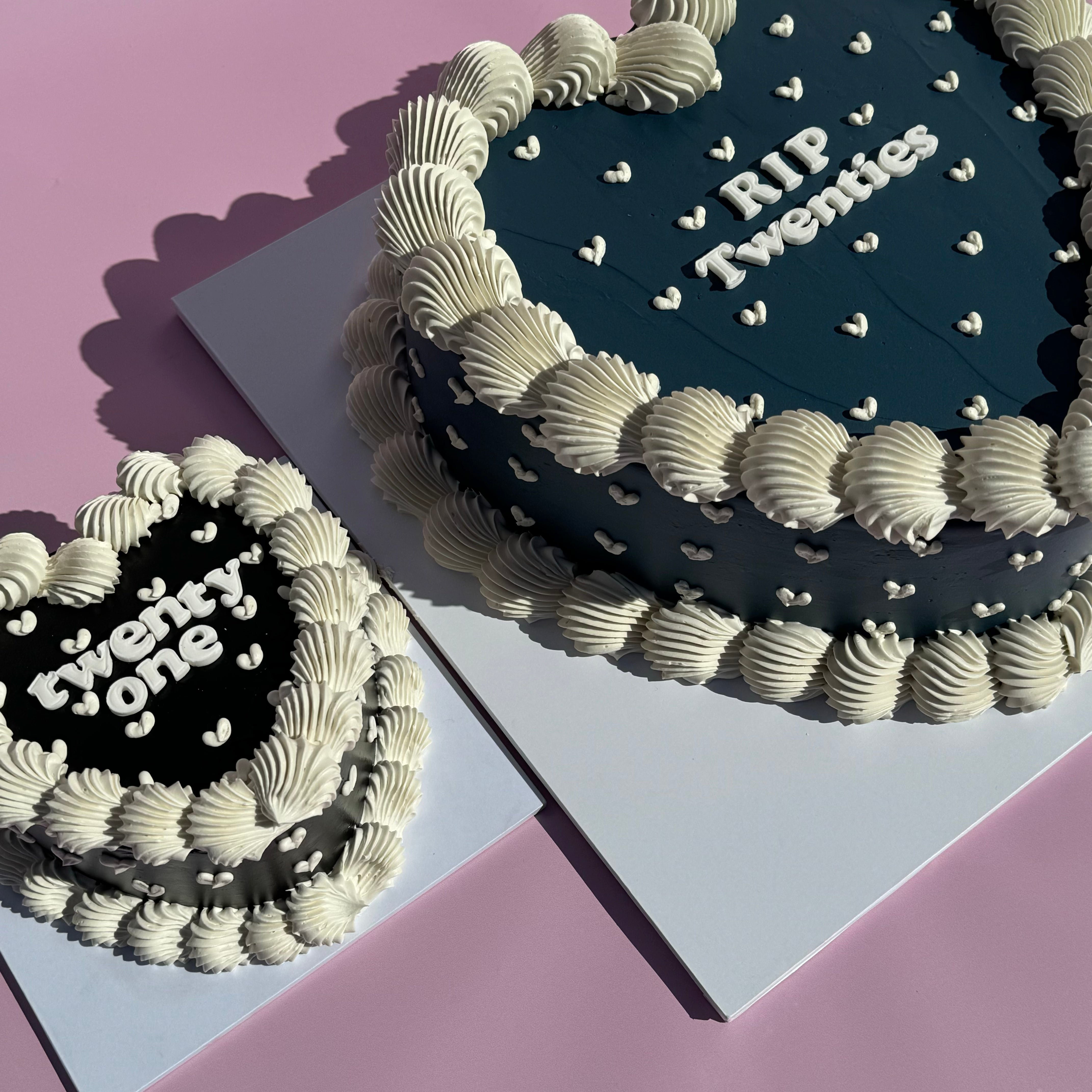 Simple Retro Text Cake - ROUND/LOVEHEART Shape - From $77