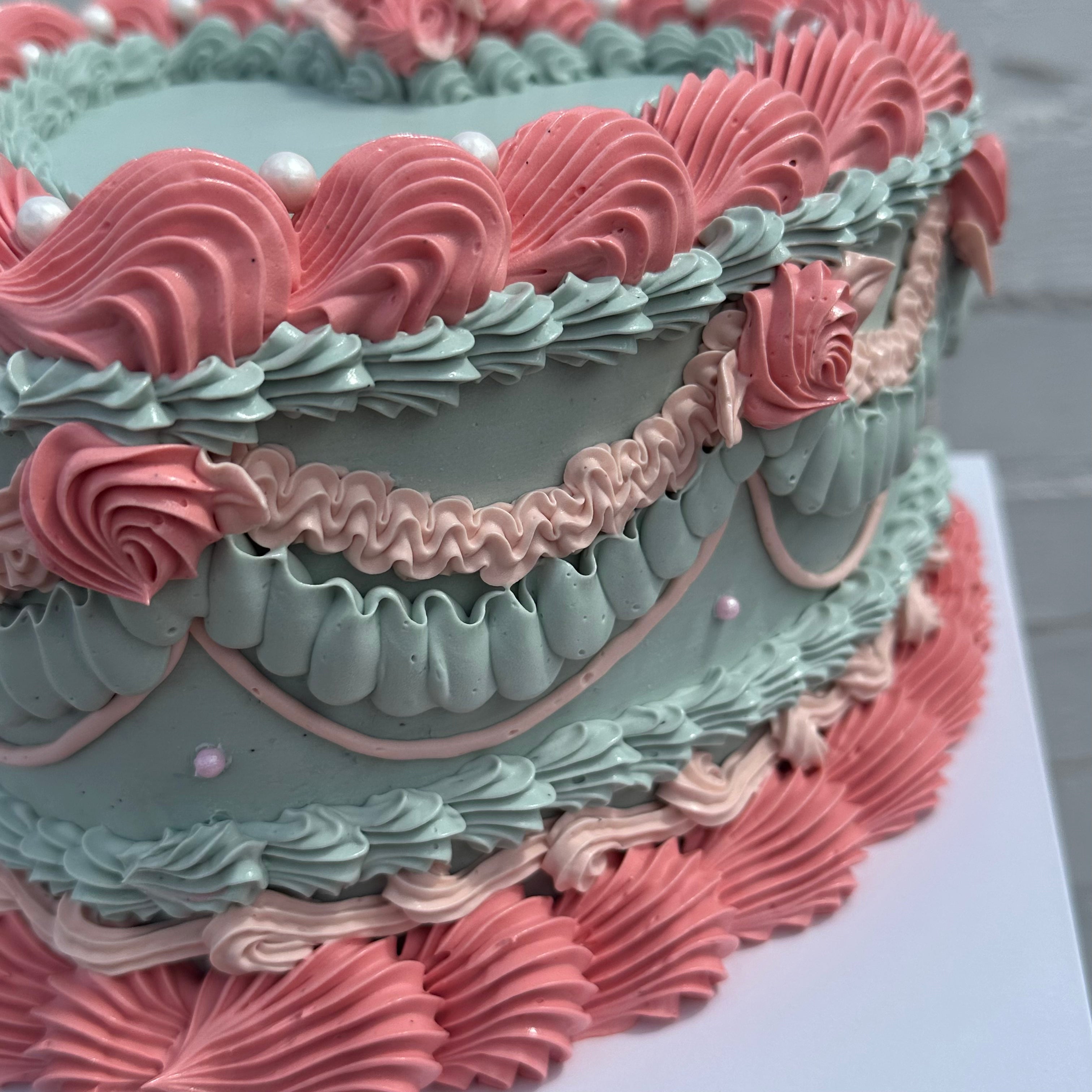 OTT Frilly Retro Cake - From $270 (6+ rows of piping, multi-coloured)
