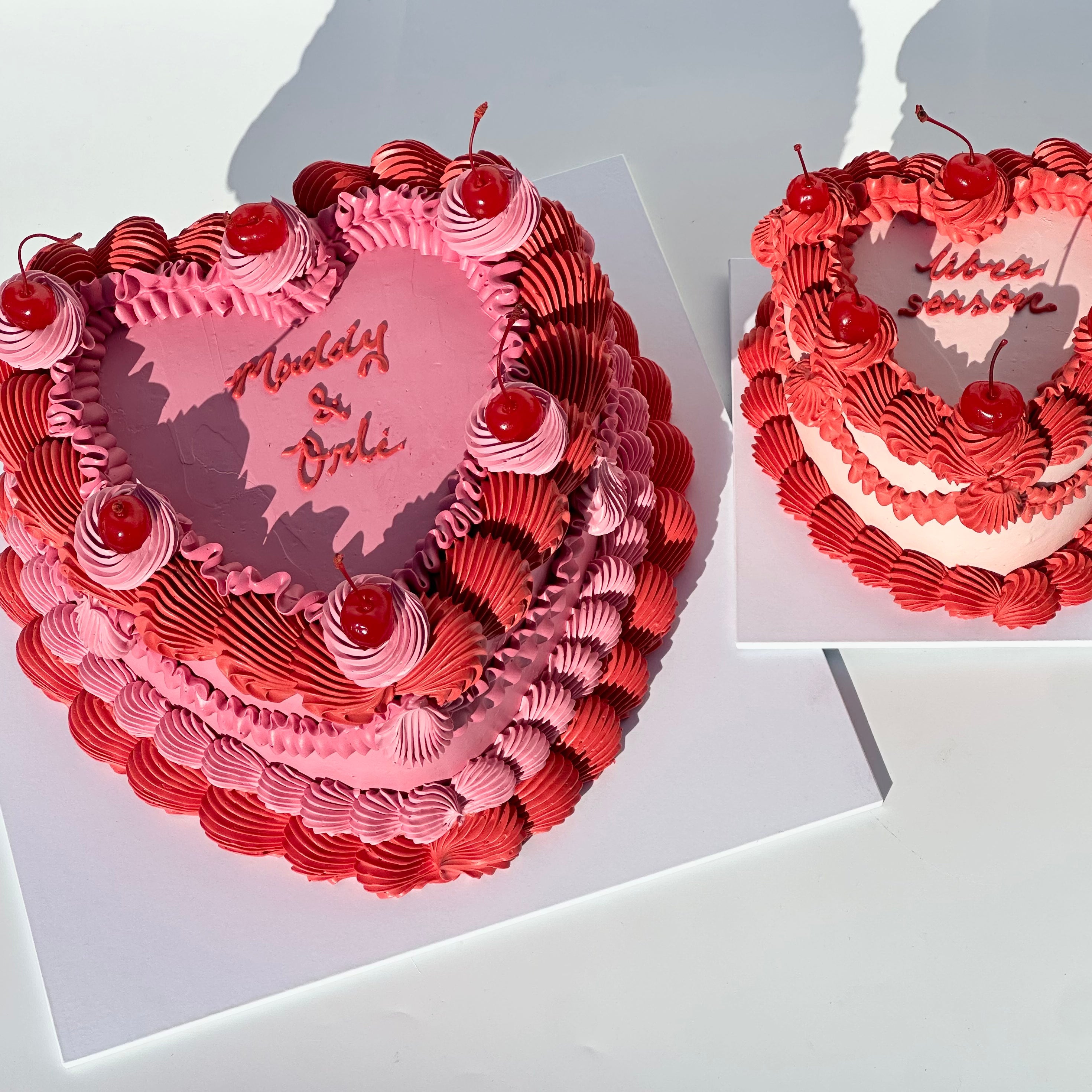 Frilly Retro Text Cake - ROUND/LOVEHEART - From $120