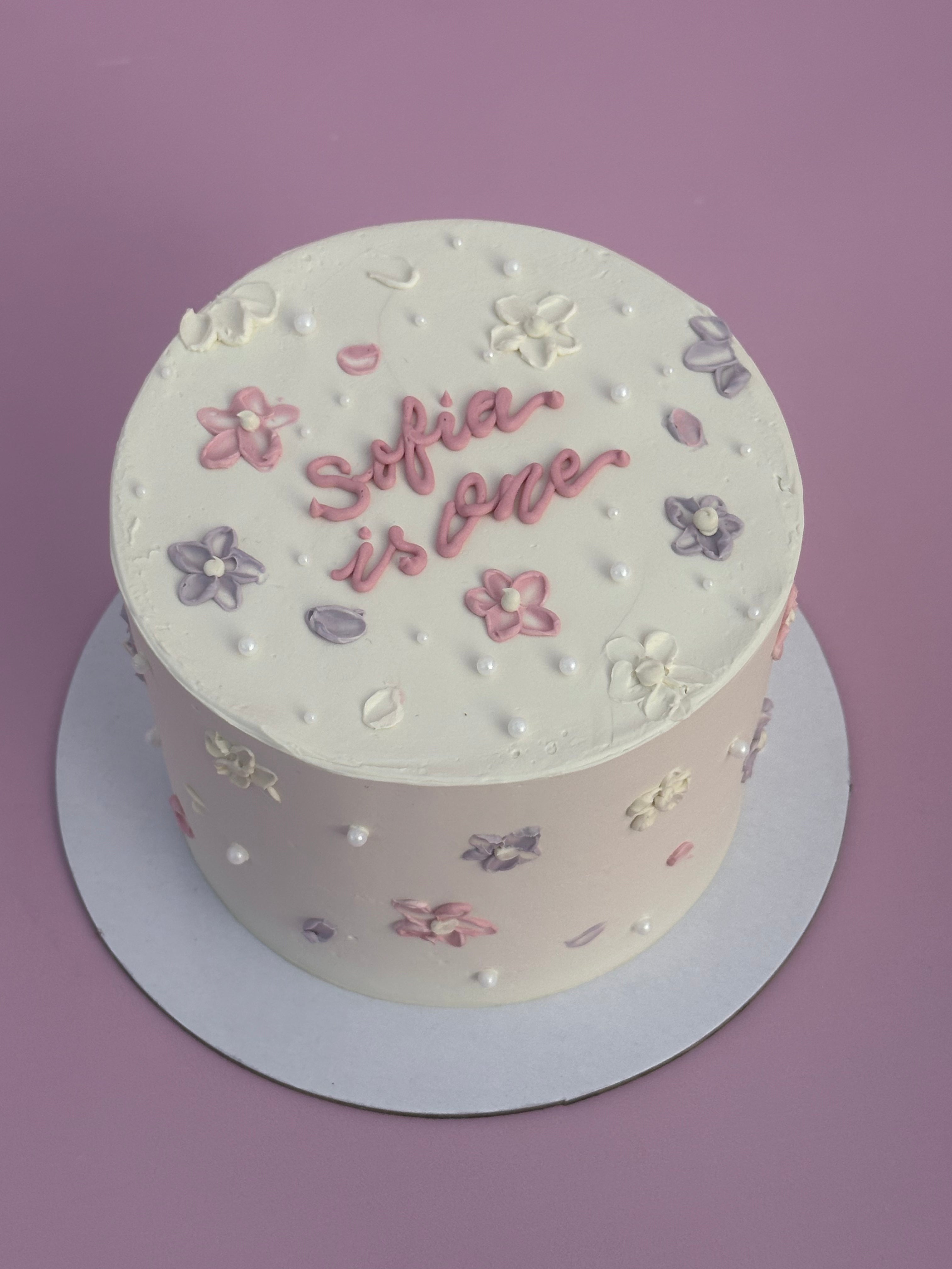 Hand-Piped Floral Cake - From $215