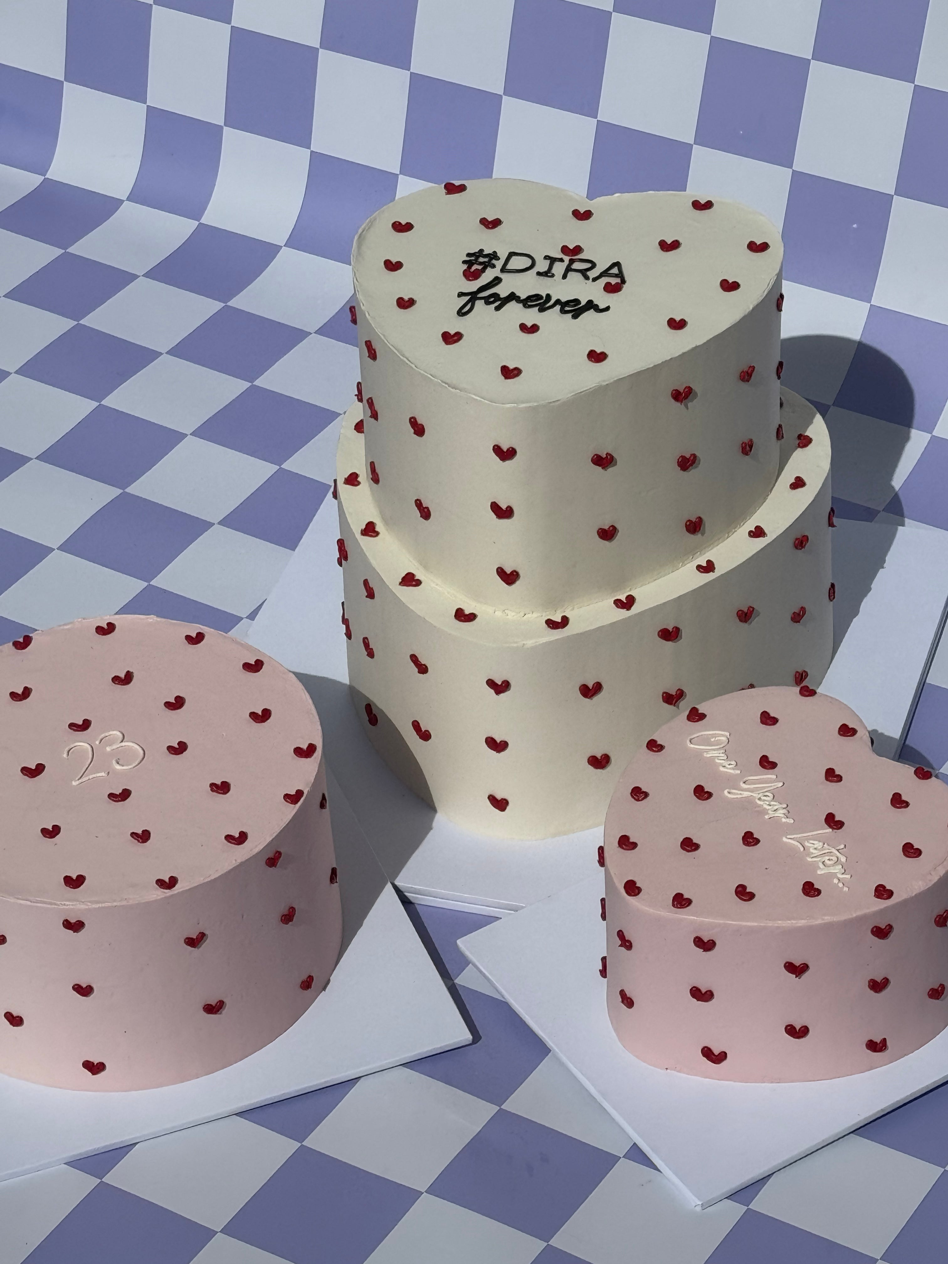Hand-Piped Lovehearts Cake - From $105