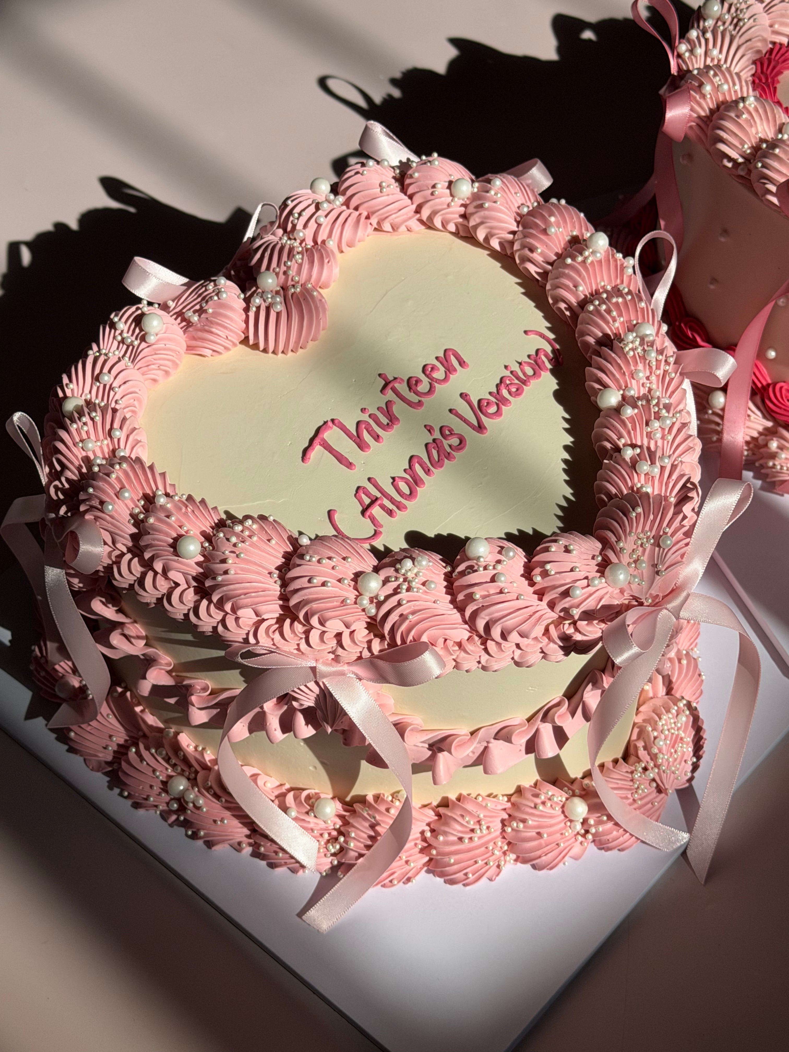 Frilly Retro Cake - From $135 (4 rows of piping, 2 colours)