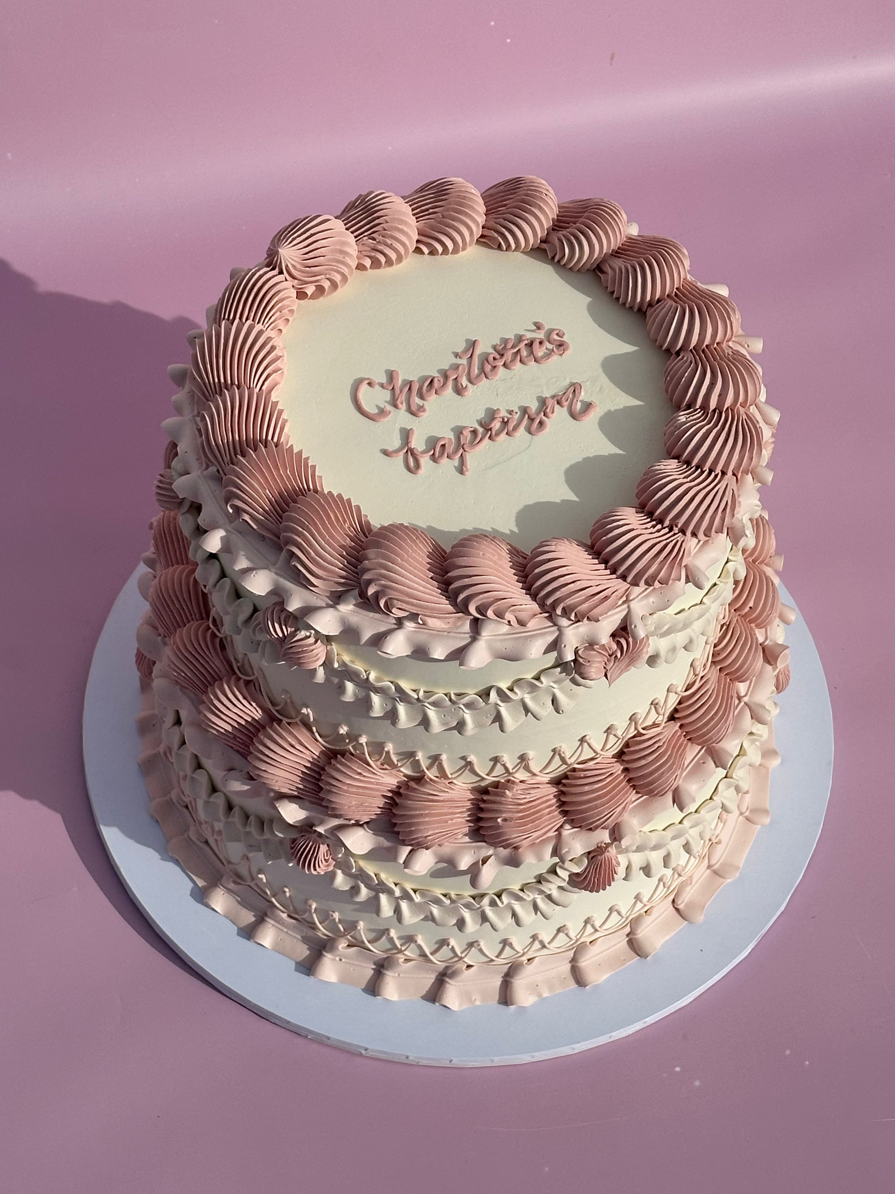 OTT Frilly Retro Cake - From $270 (6+ rows of piping, multi-coloured)