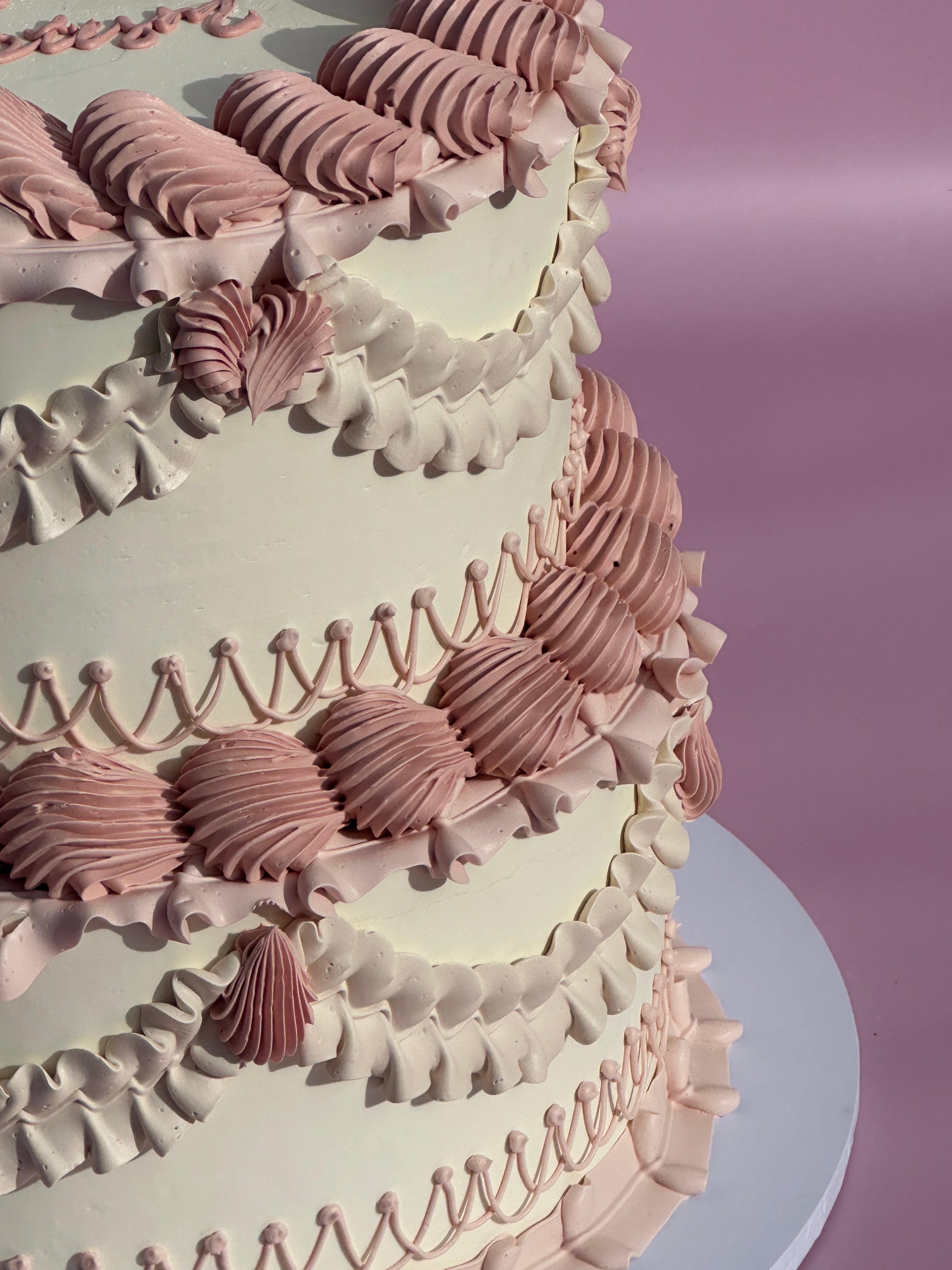 OTT Frilly Retro Cake - From $270 (6+ rows of piping, multi-coloured)