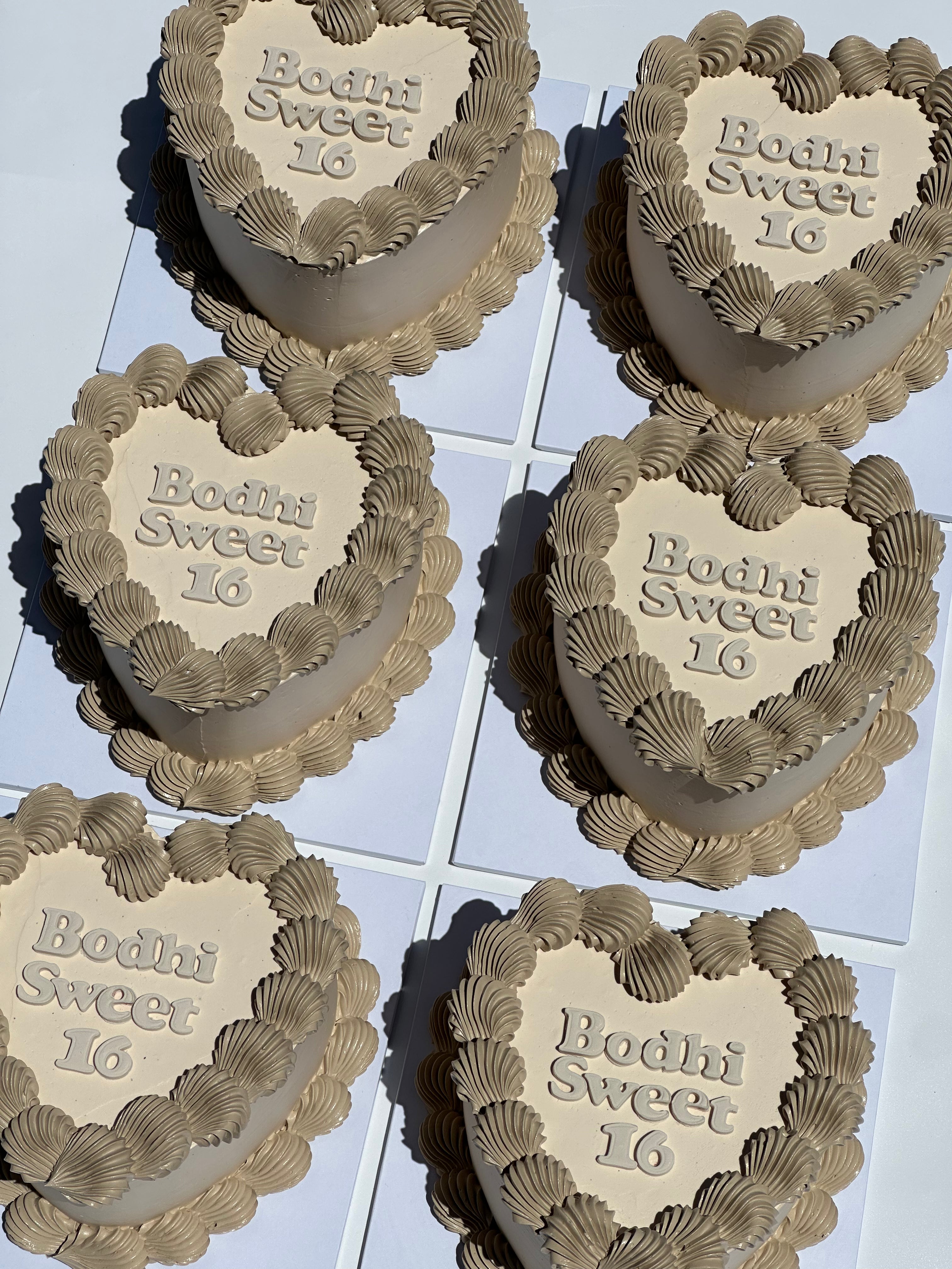 Simple Retro Text Cake - ROUND/LOVEHEART Shape - From $77
