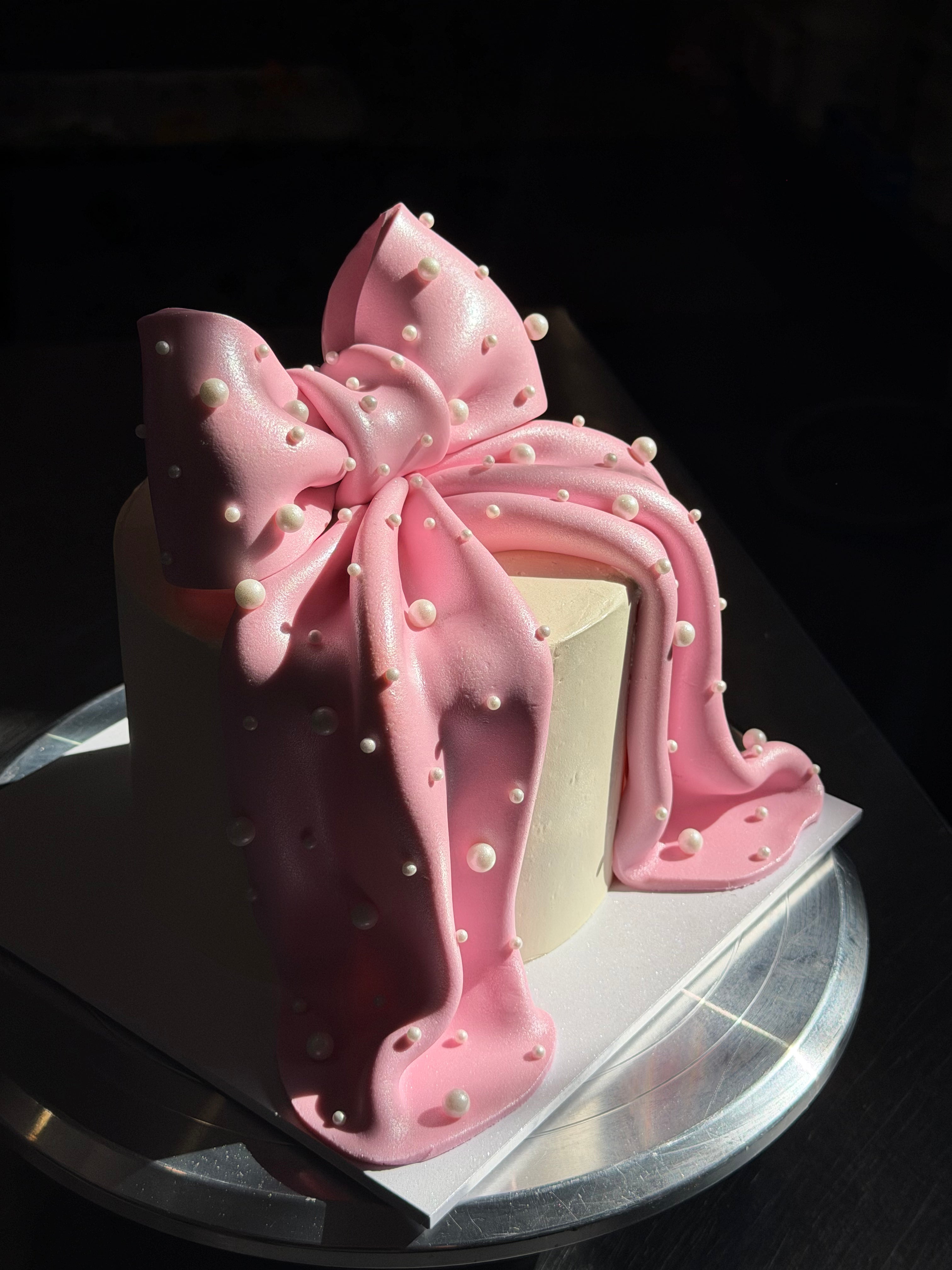 Shimmering Fondant Bow Cake - From $180