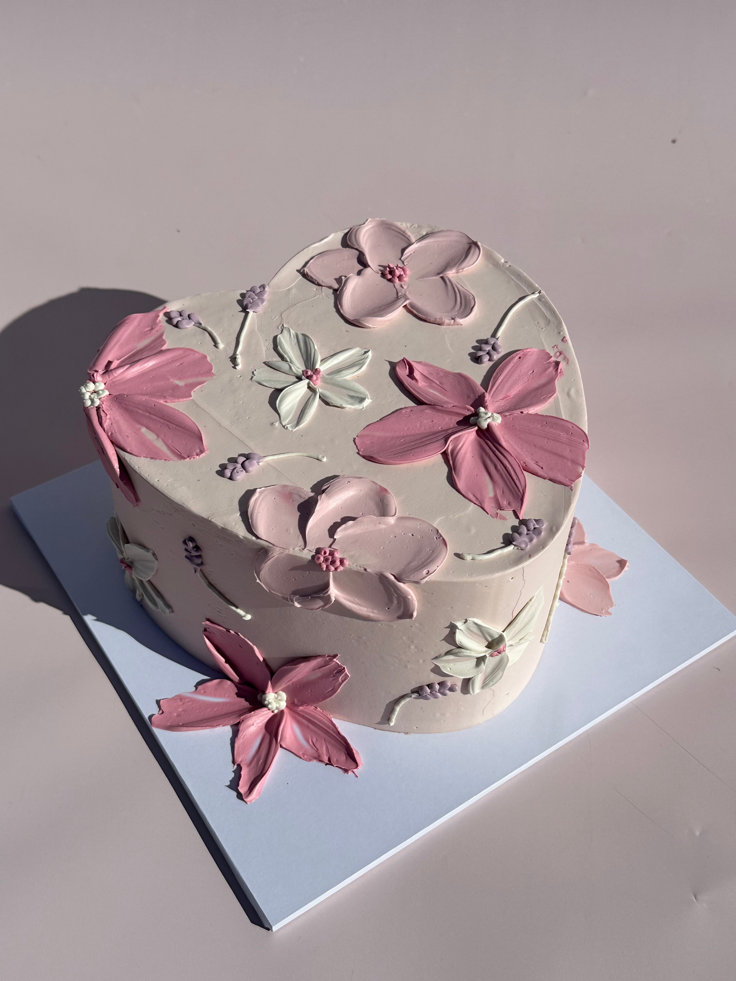 Hand-Piped Floral Cake - From $215