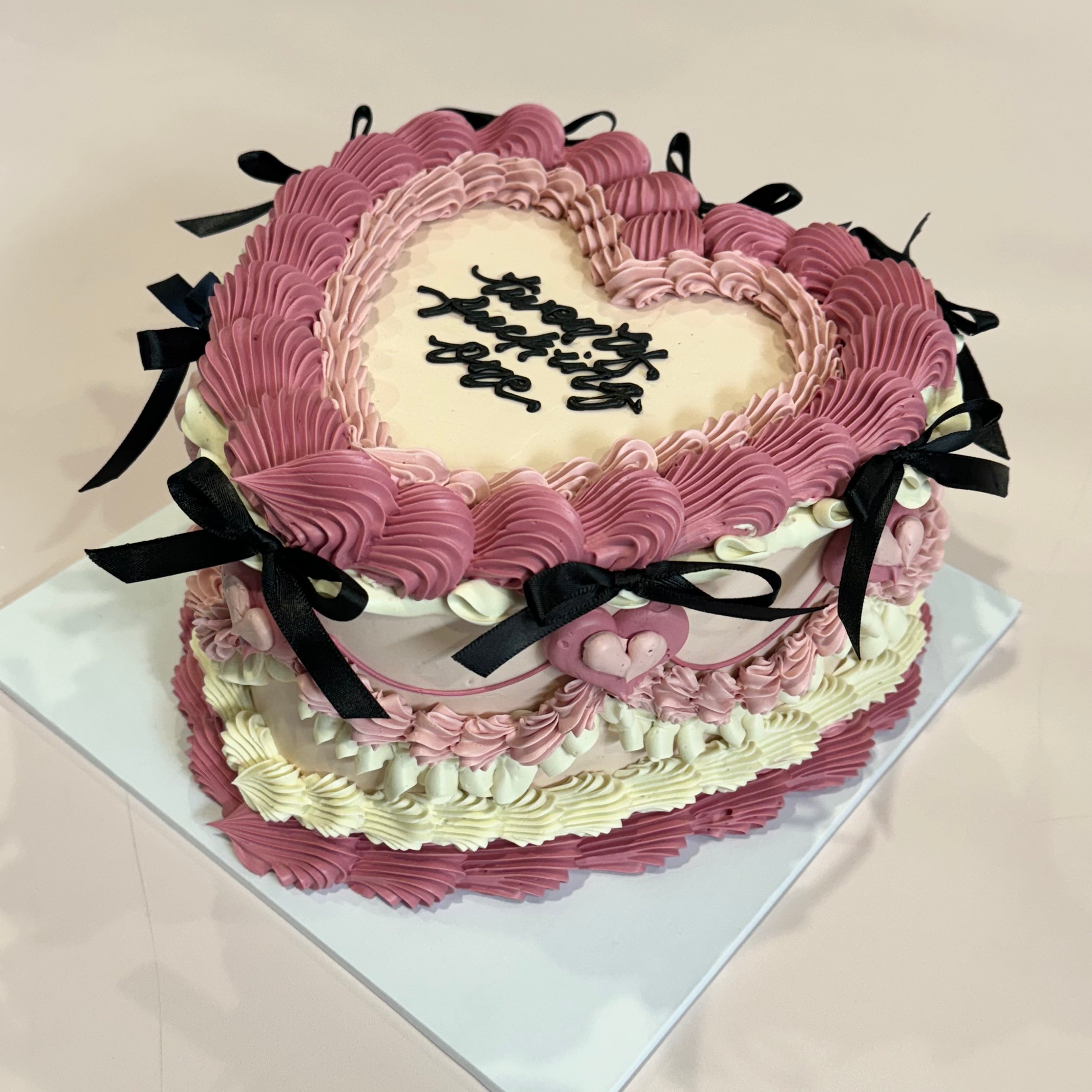 OTT Frilly Retro Cake - From $270 (6+ rows of piping, multi-coloured)