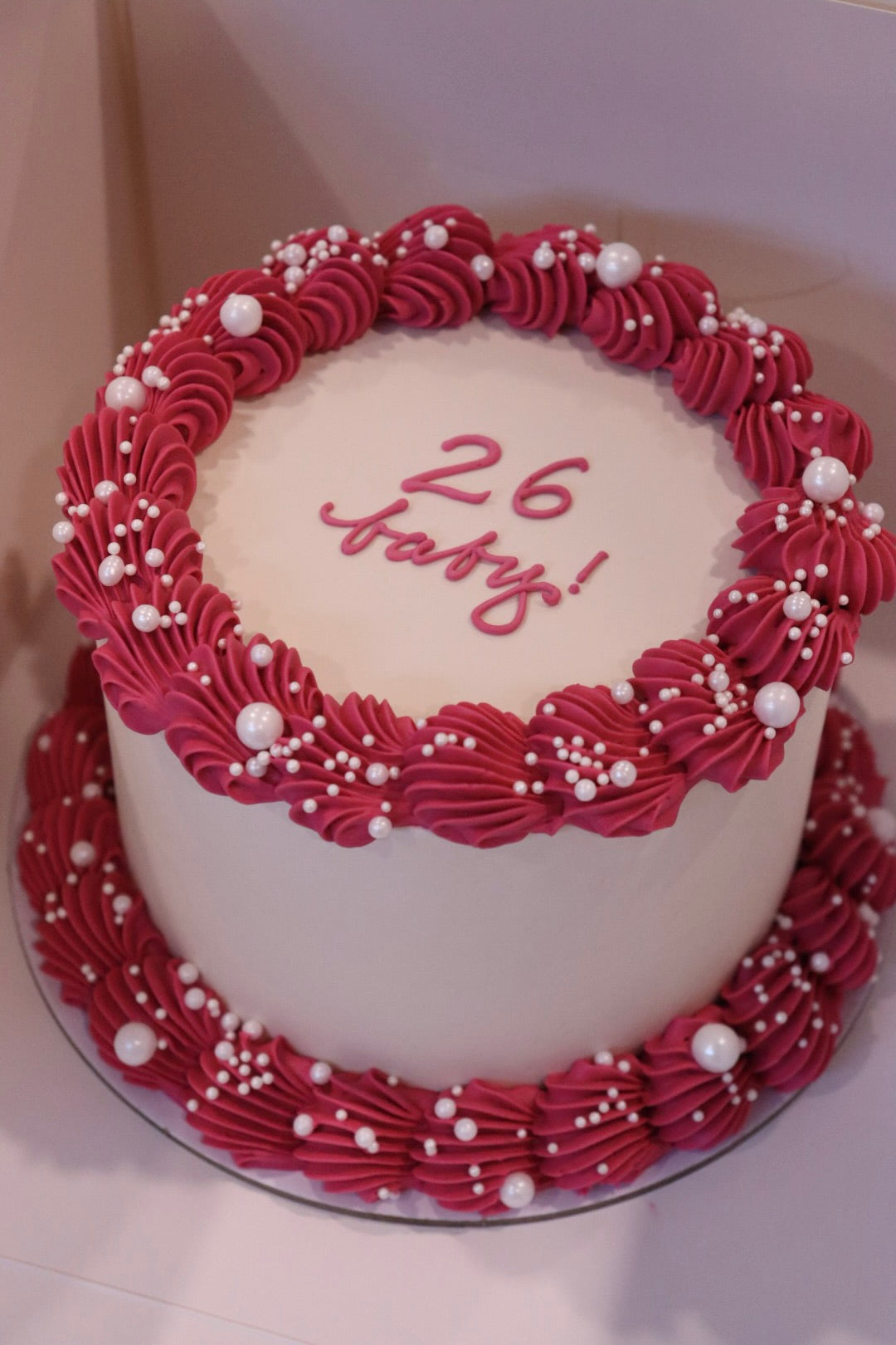 Simple Retro Text Cake - ROUND/LOVEHEART Shape - From $77