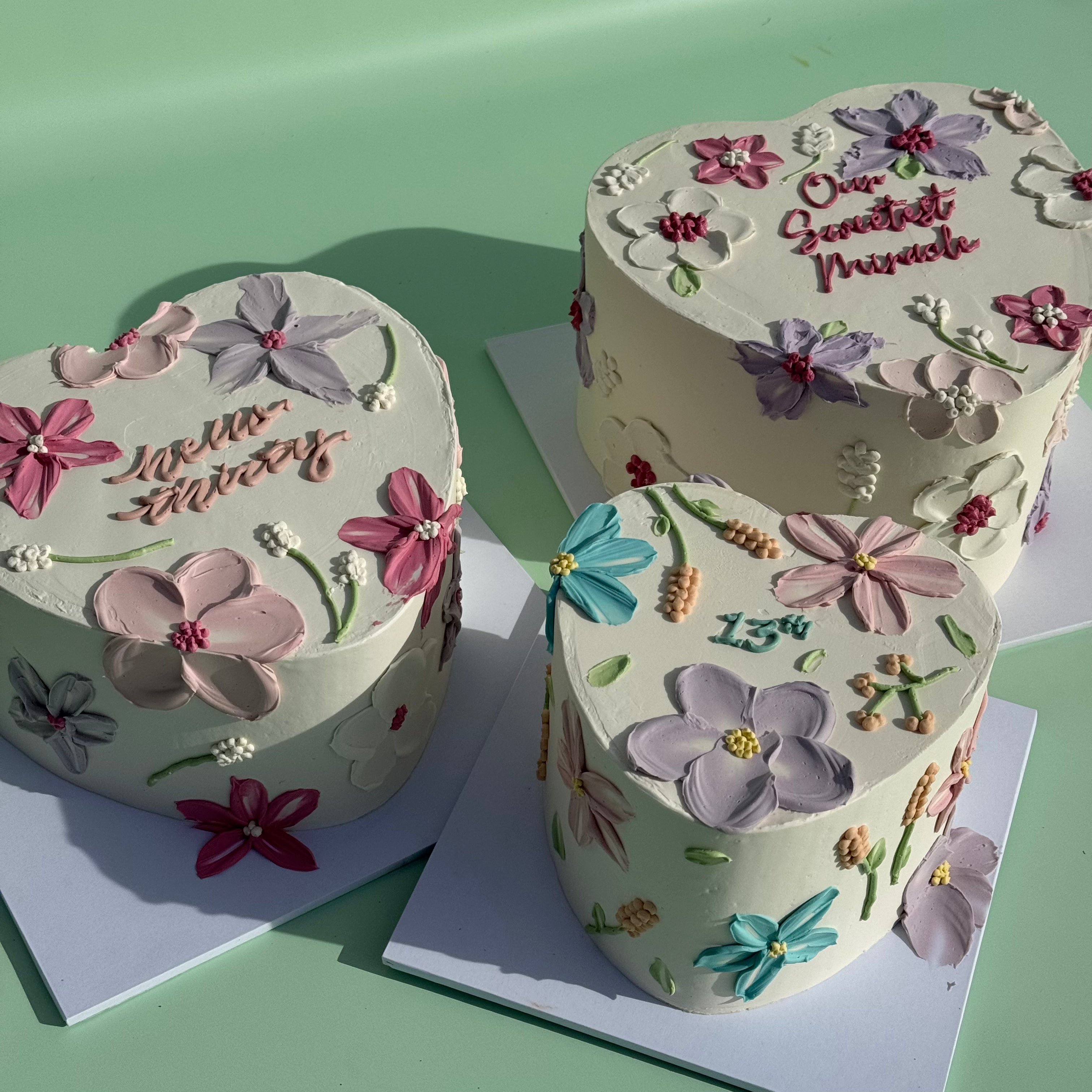 Hand-Piped Floral Cake - From $215