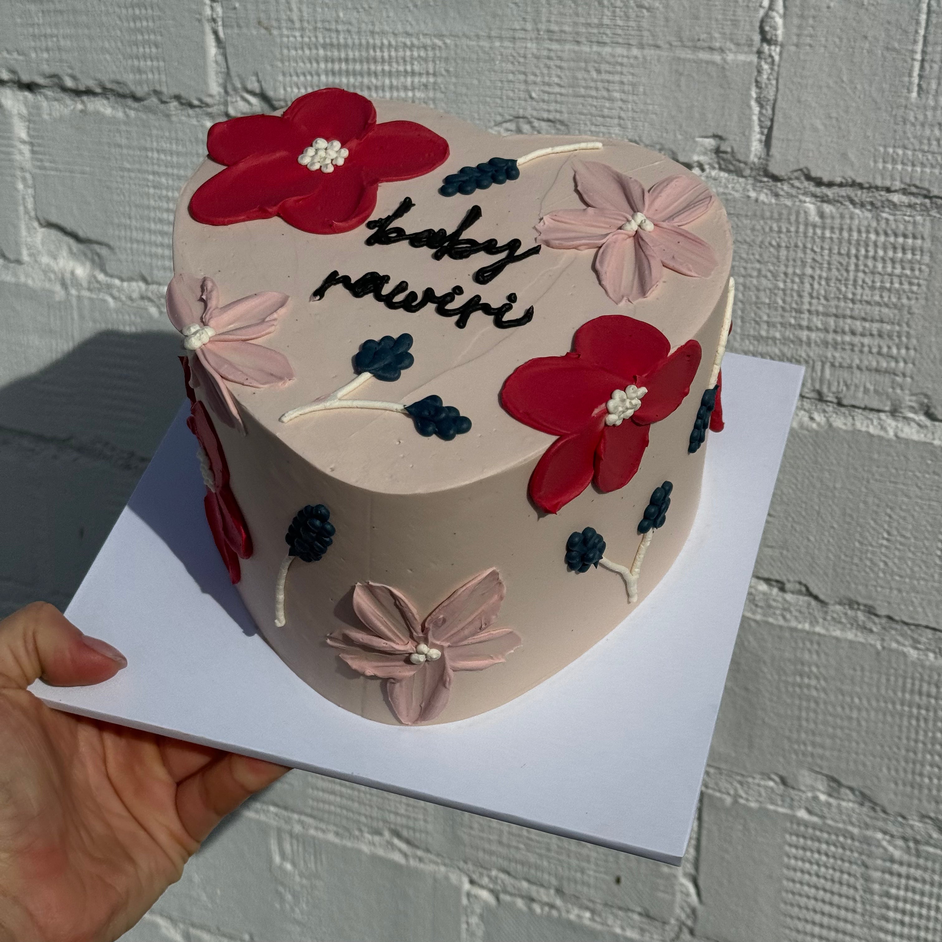Hand-Piped Floral Cake - From $215