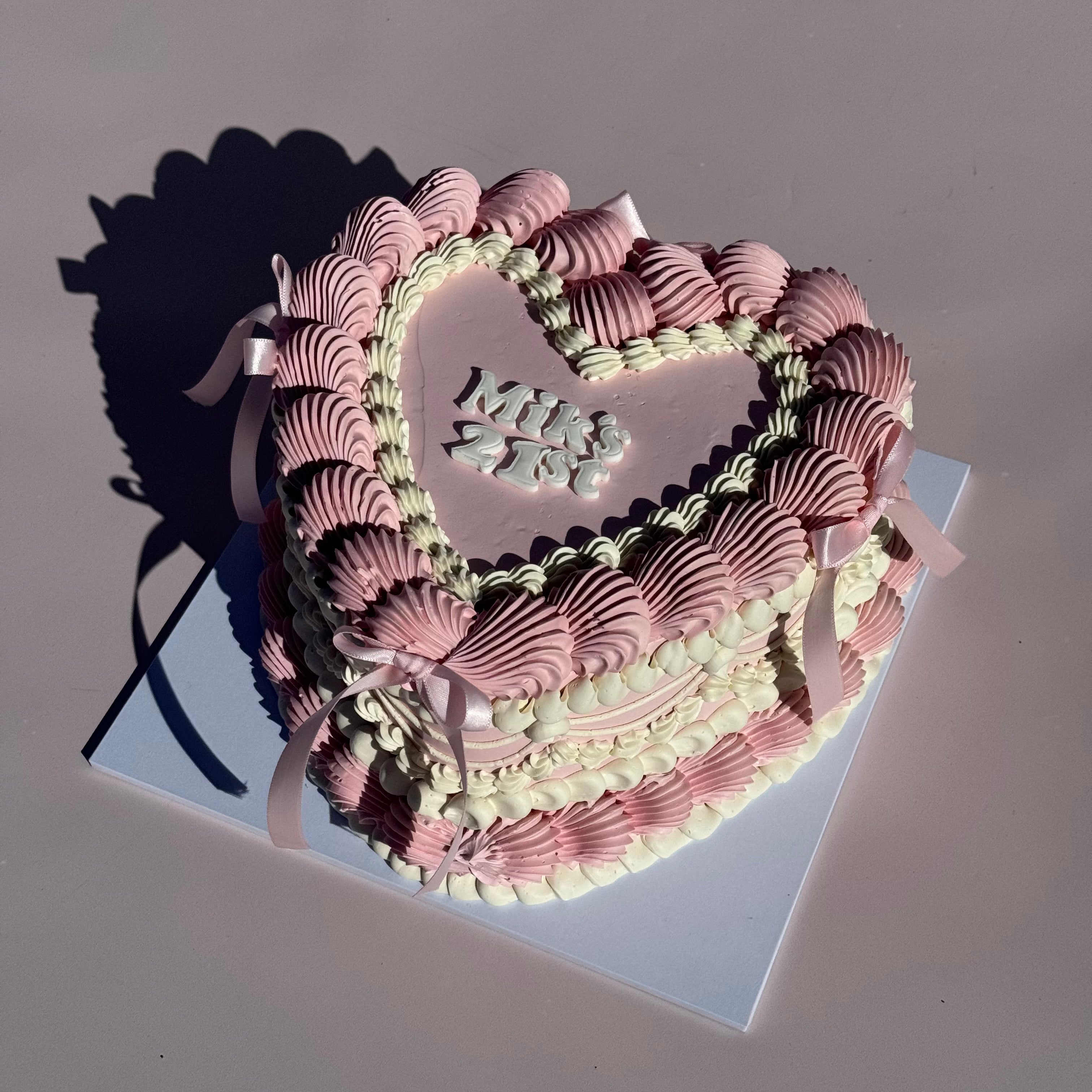 OTT Frilly Retro Text Cake - ROUND/LOVEHEART - From $185