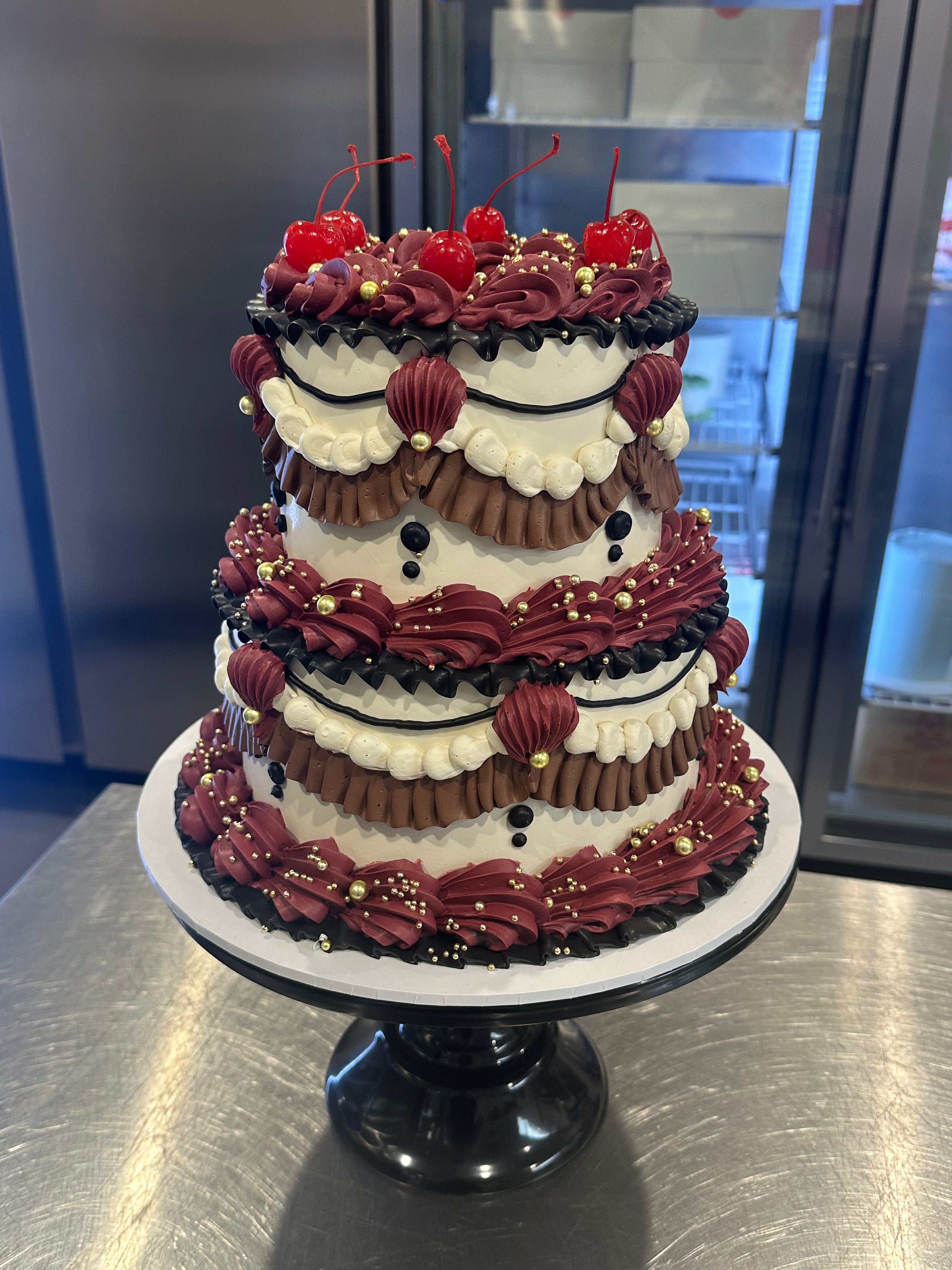 OTT Frilly Retro Cake - From $270 (6+ rows of piping, multi-coloured)