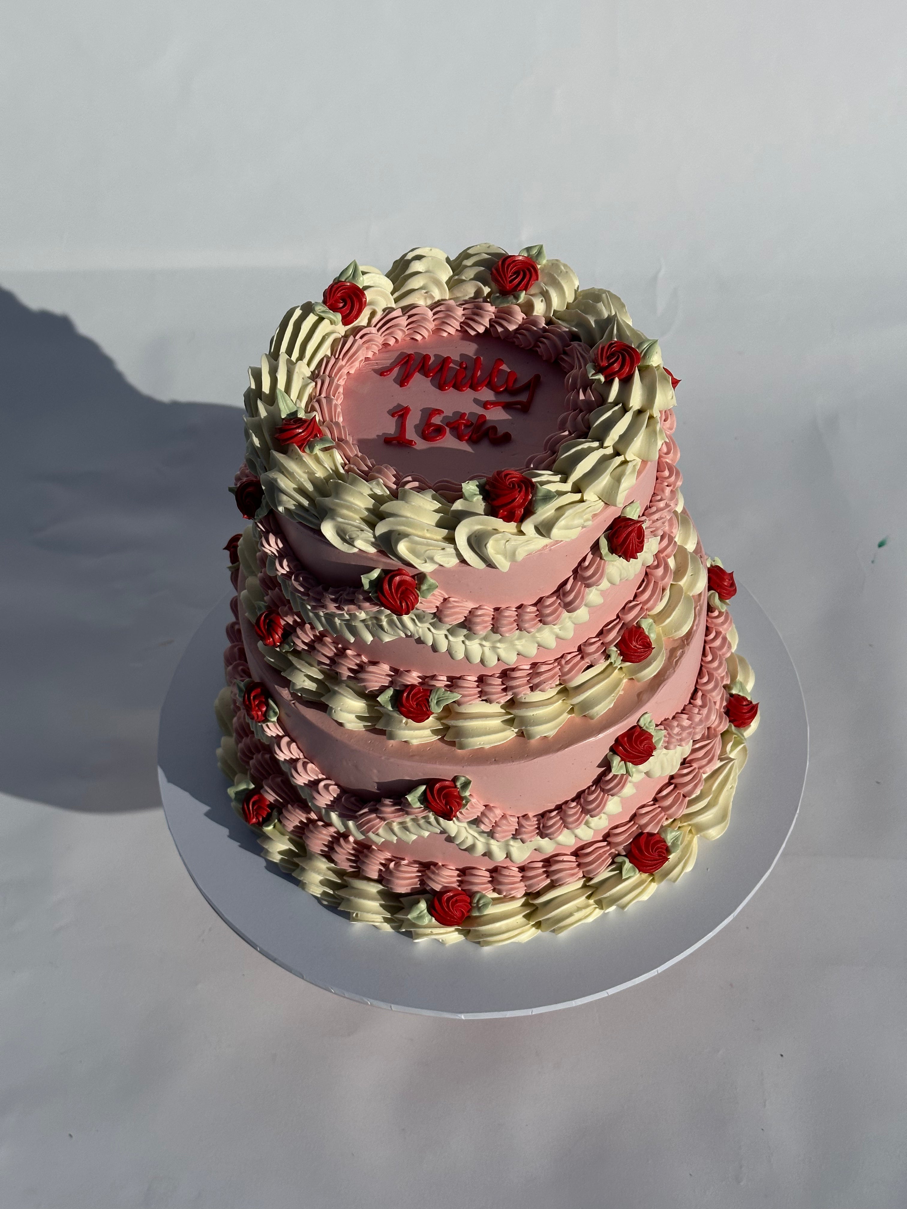 OTT Frilly Retro Cake - From $270 (6+ rows of piping, multi-coloured)