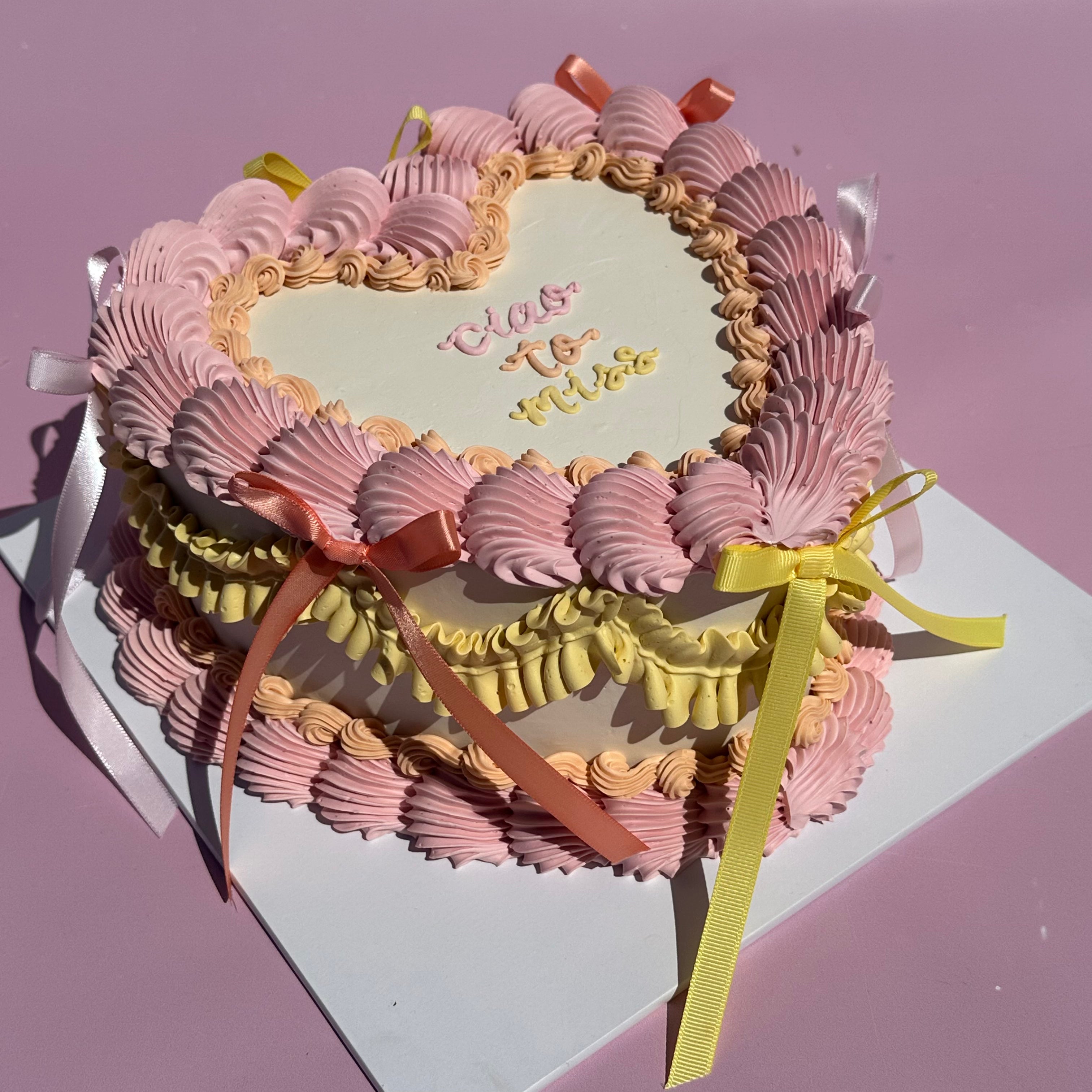 OTT Frilly Retro Cake - From $270 (6+ rows of piping, multi-coloured)