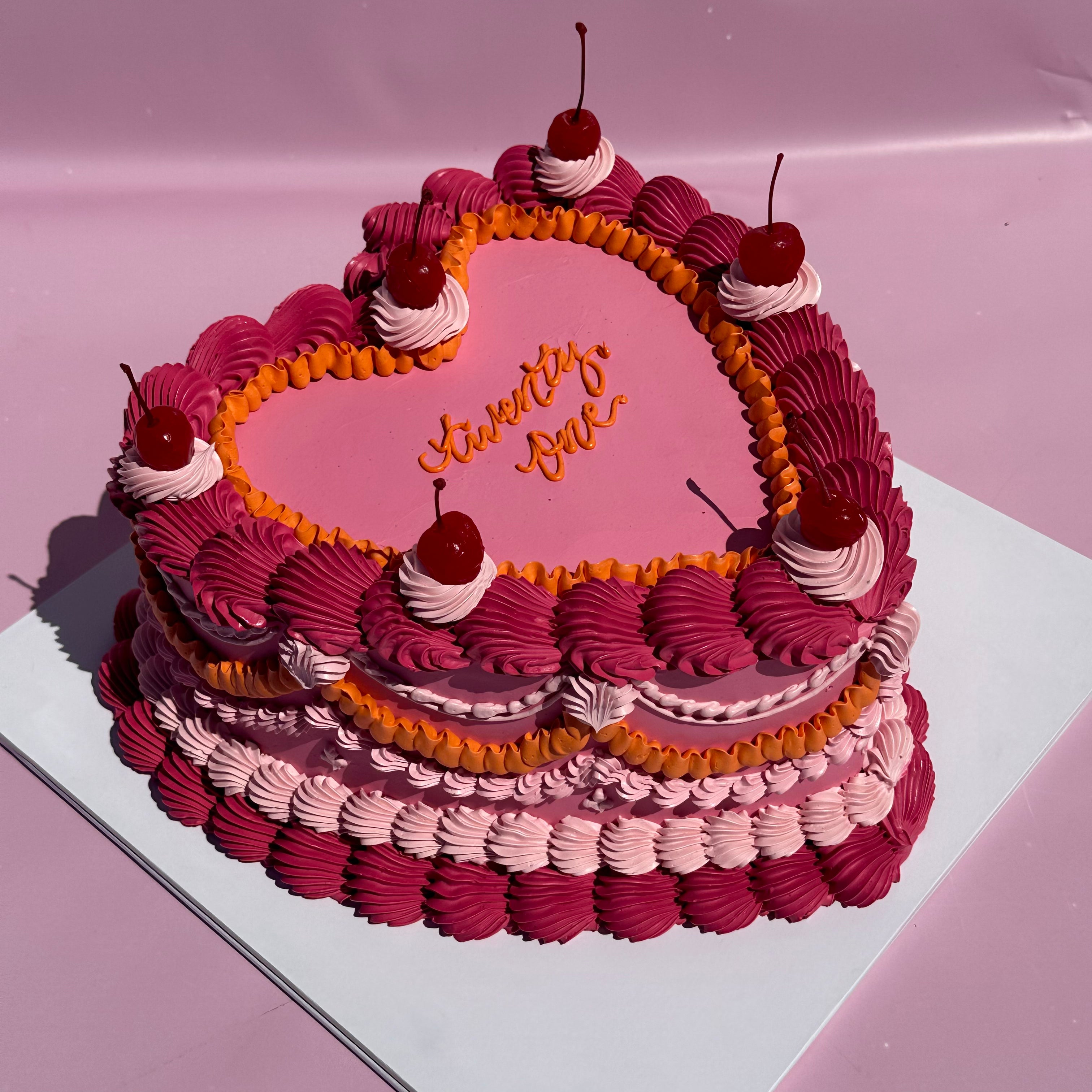 OTT Frilly Retro Cake - From $270 (6+ rows of piping, multi-coloured)