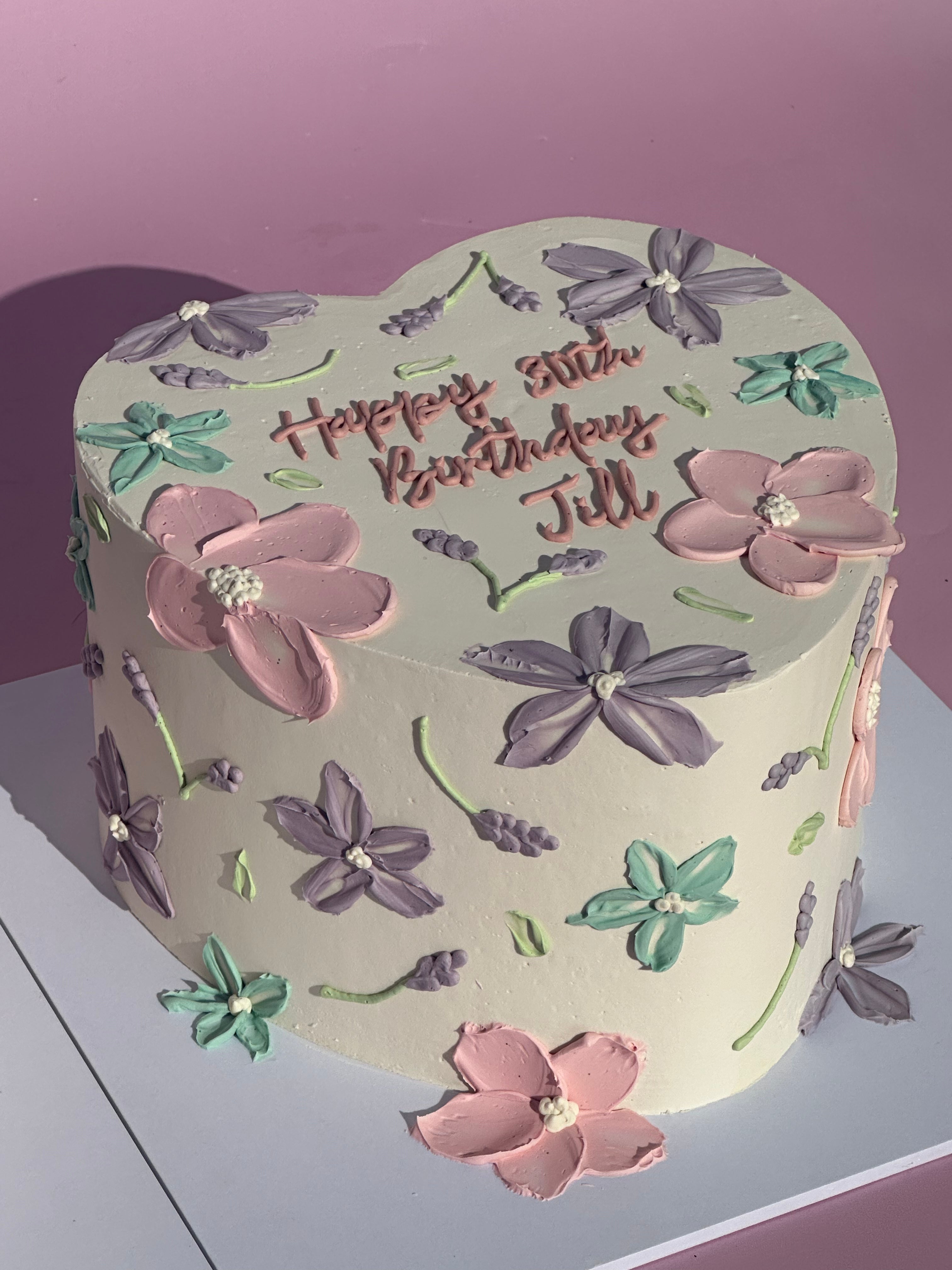 Hand-Piped Floral Cake - From $215