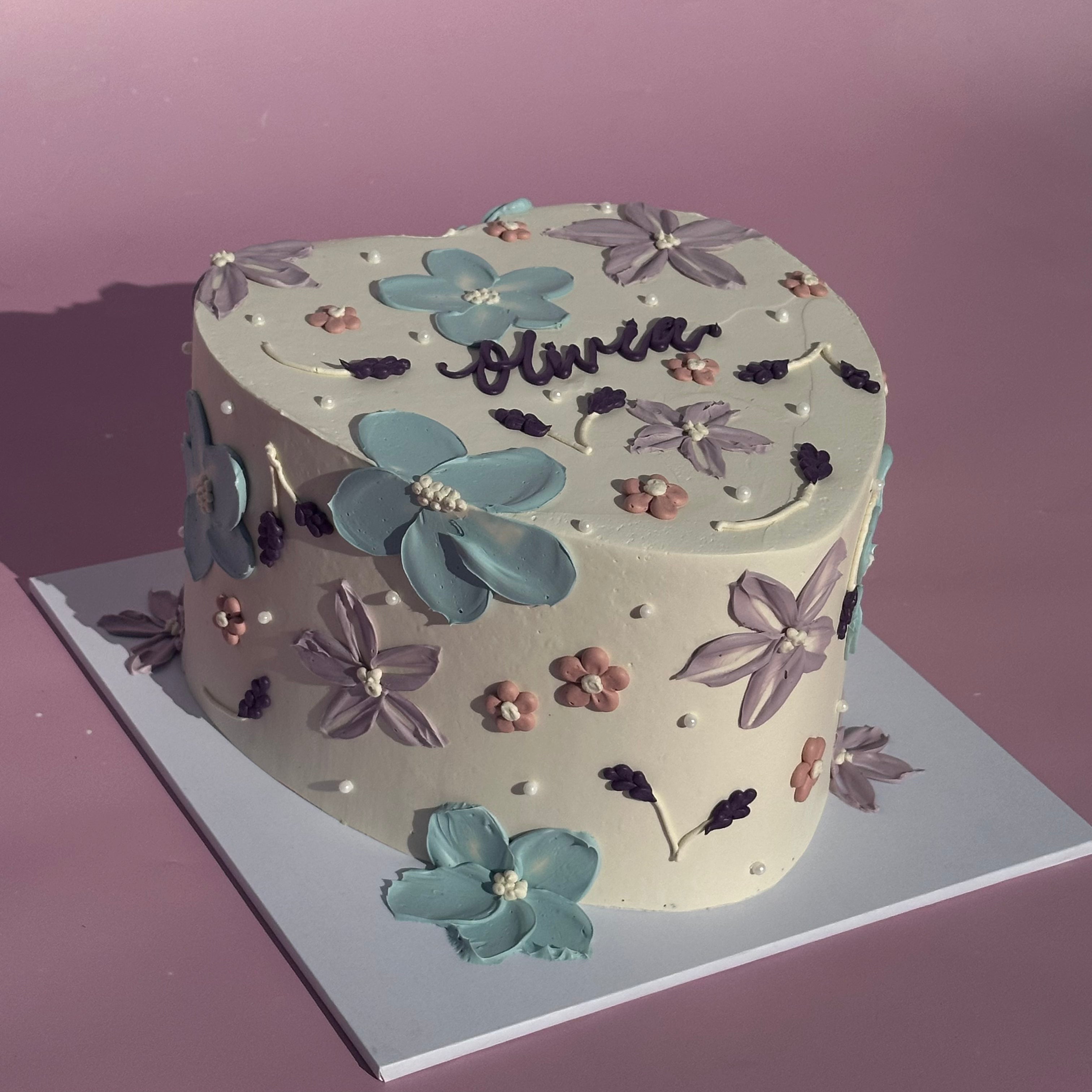Hand-Piped Floral Cake - From $215