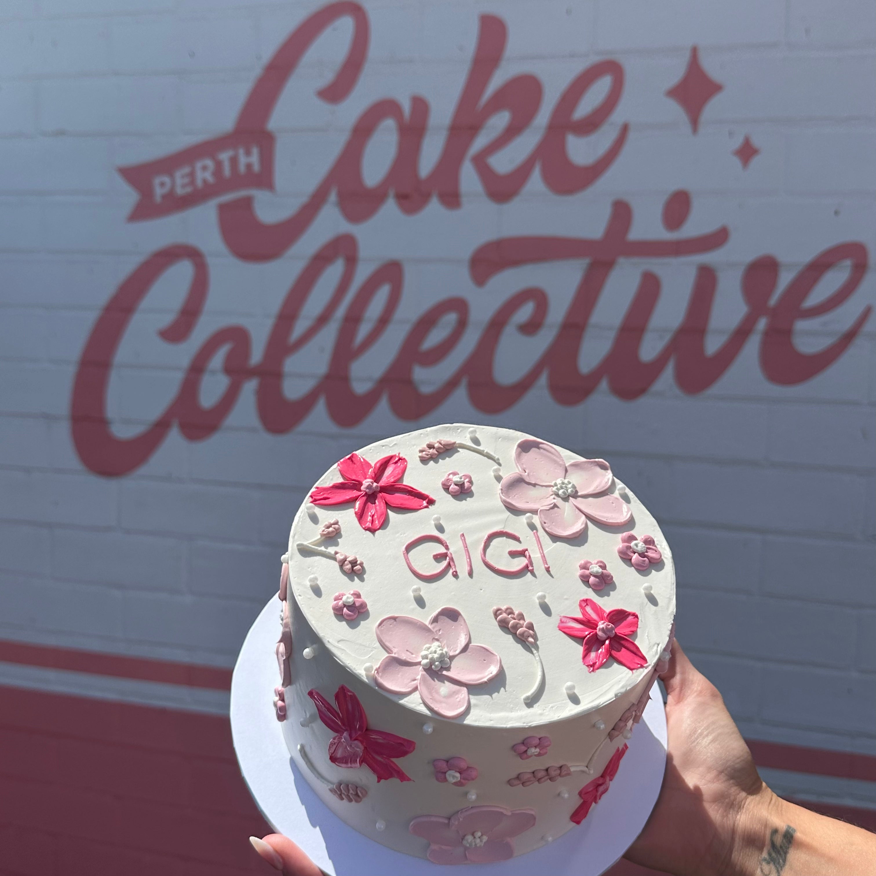 Hand-Piped Floral Cake - From $215