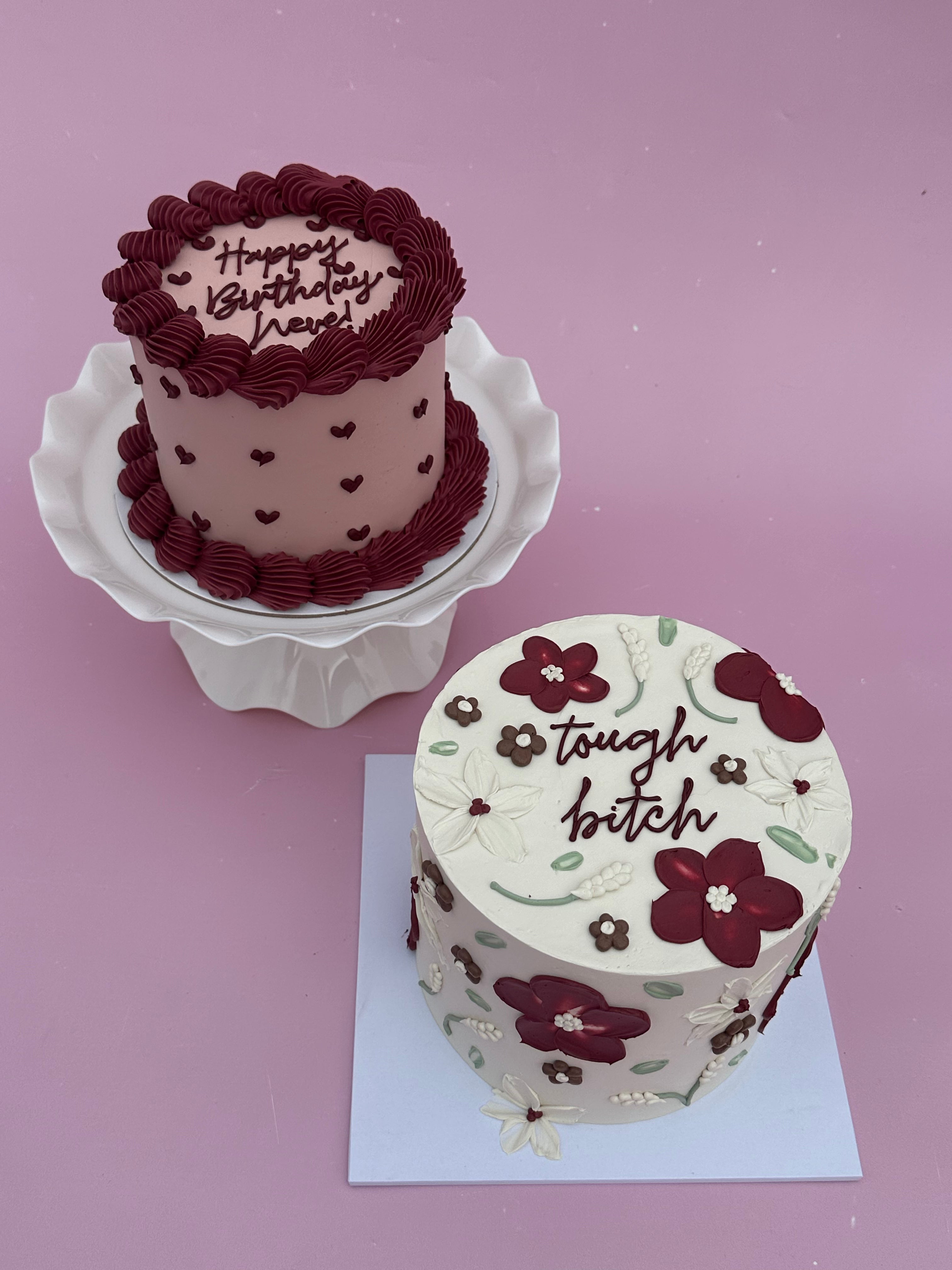 Hand-Piped Floral Cake - From $215