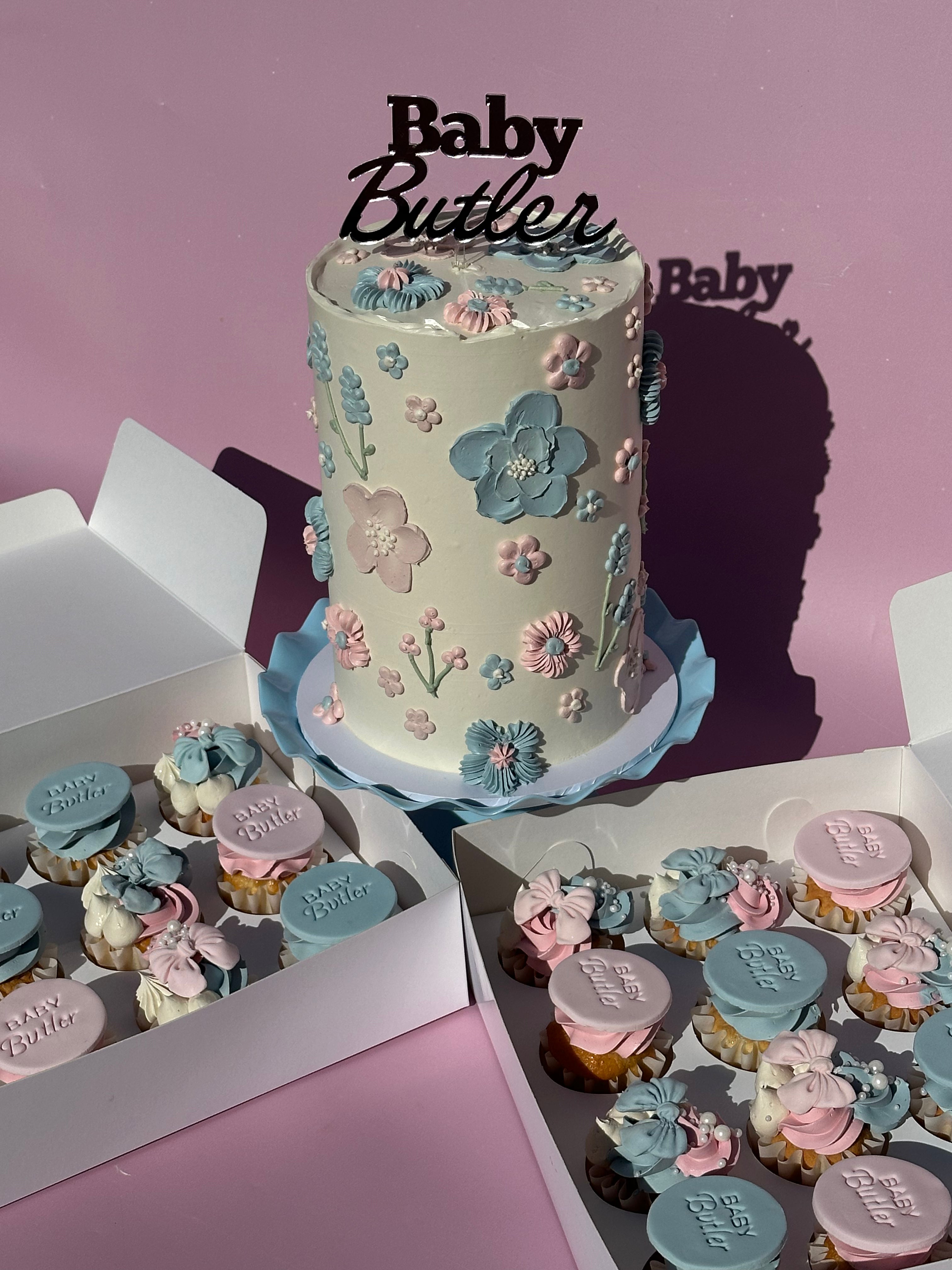 TALL Hand-Piped Floral Cake - From $275