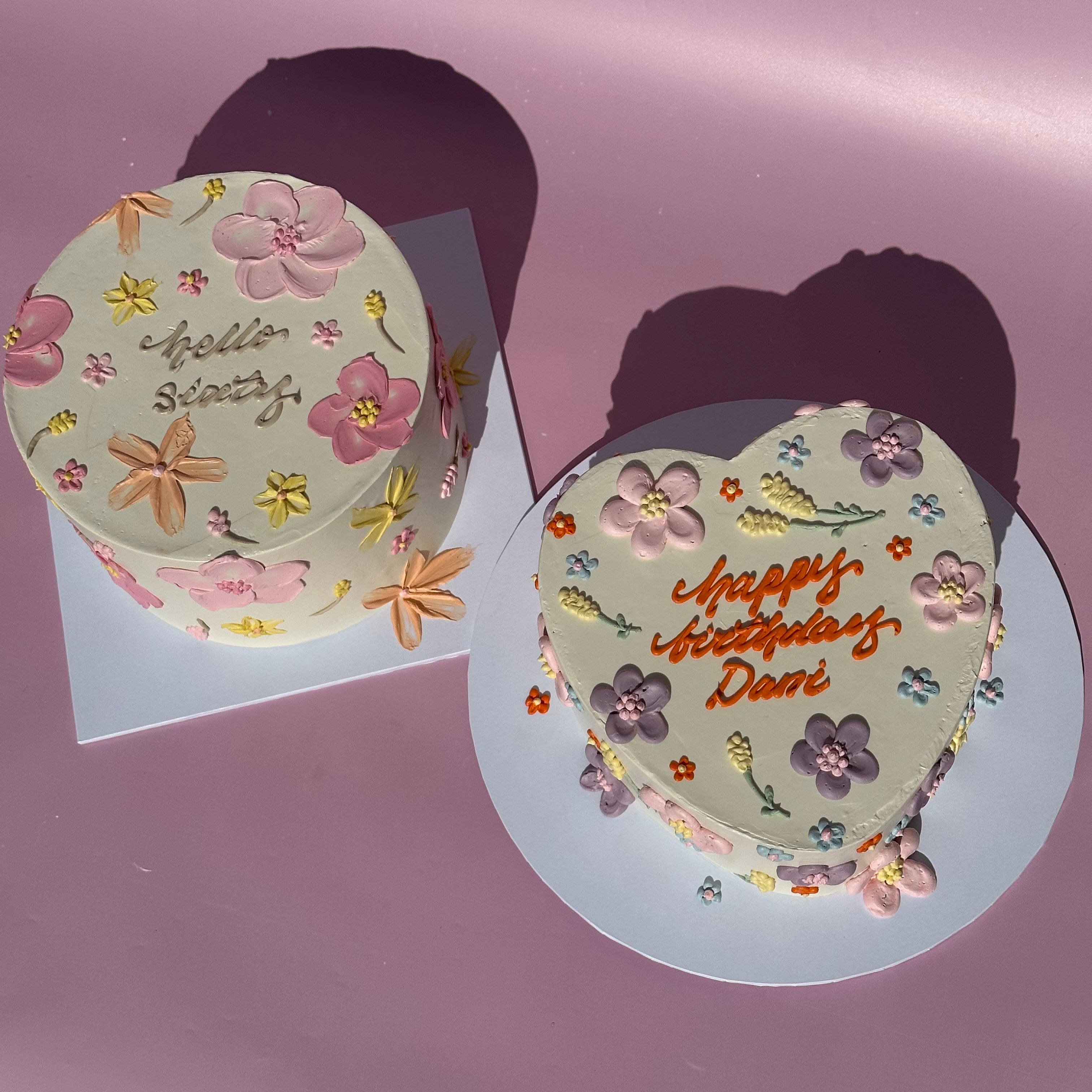Hand-Piped Floral Cake - From $215