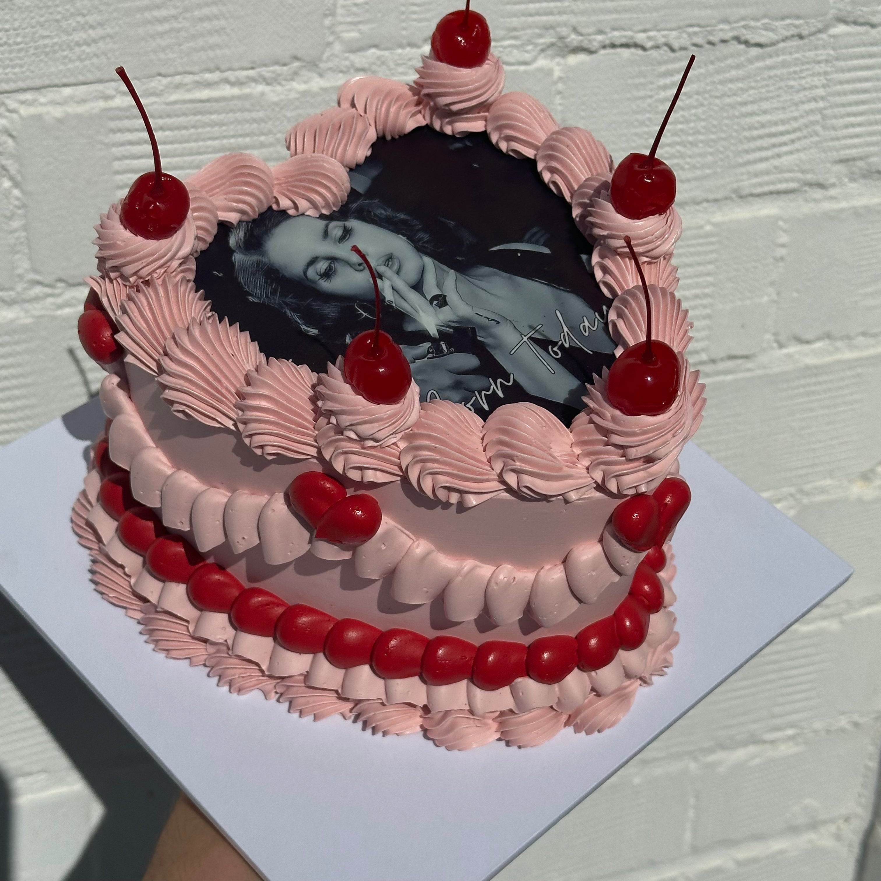OTT Frilly Retro Cake - From $270 (6+ rows of piping, multi-coloured)