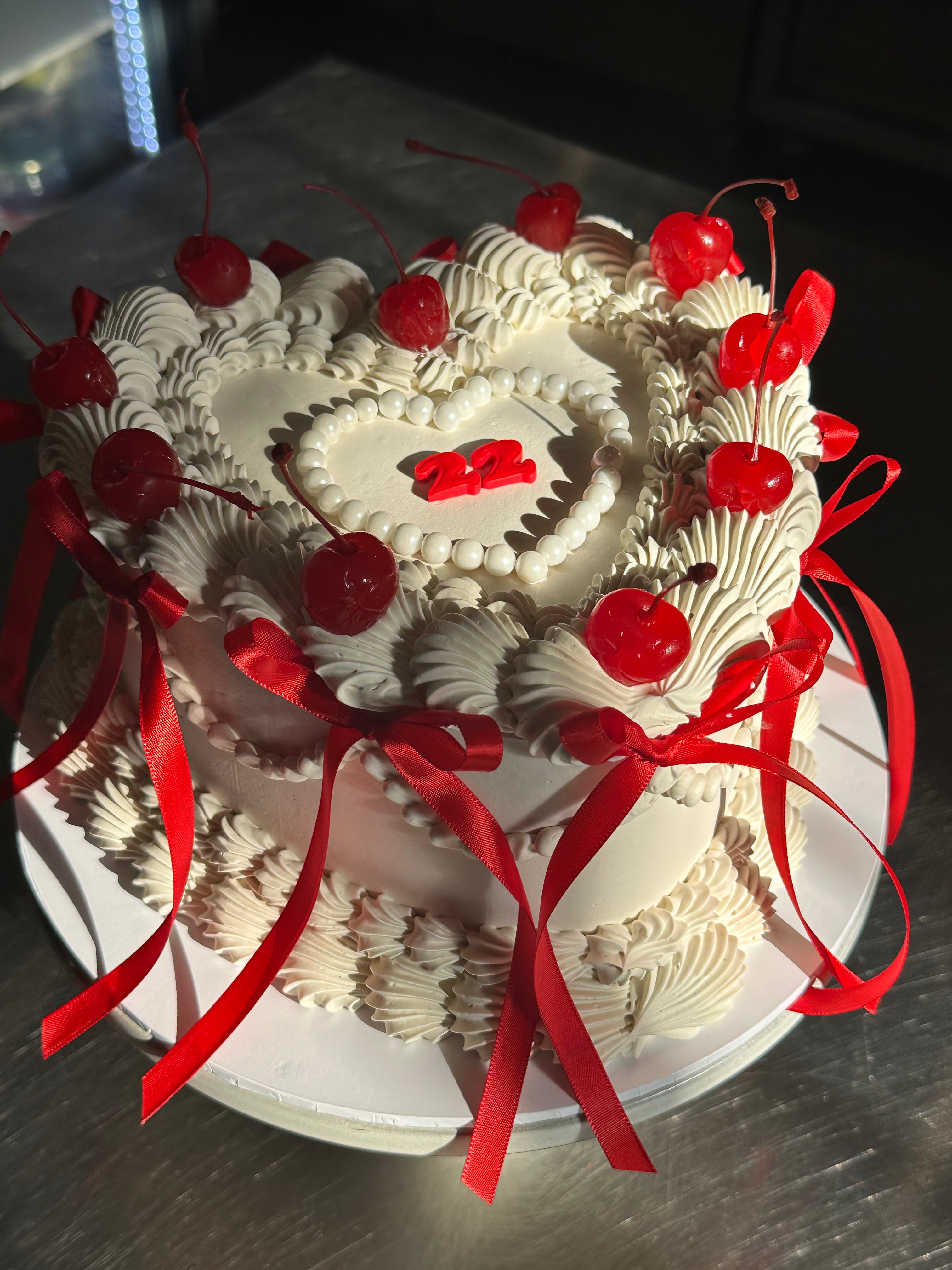 OTT Frilly Retro Text Cake - ROUND/LOVEHEART - From $185