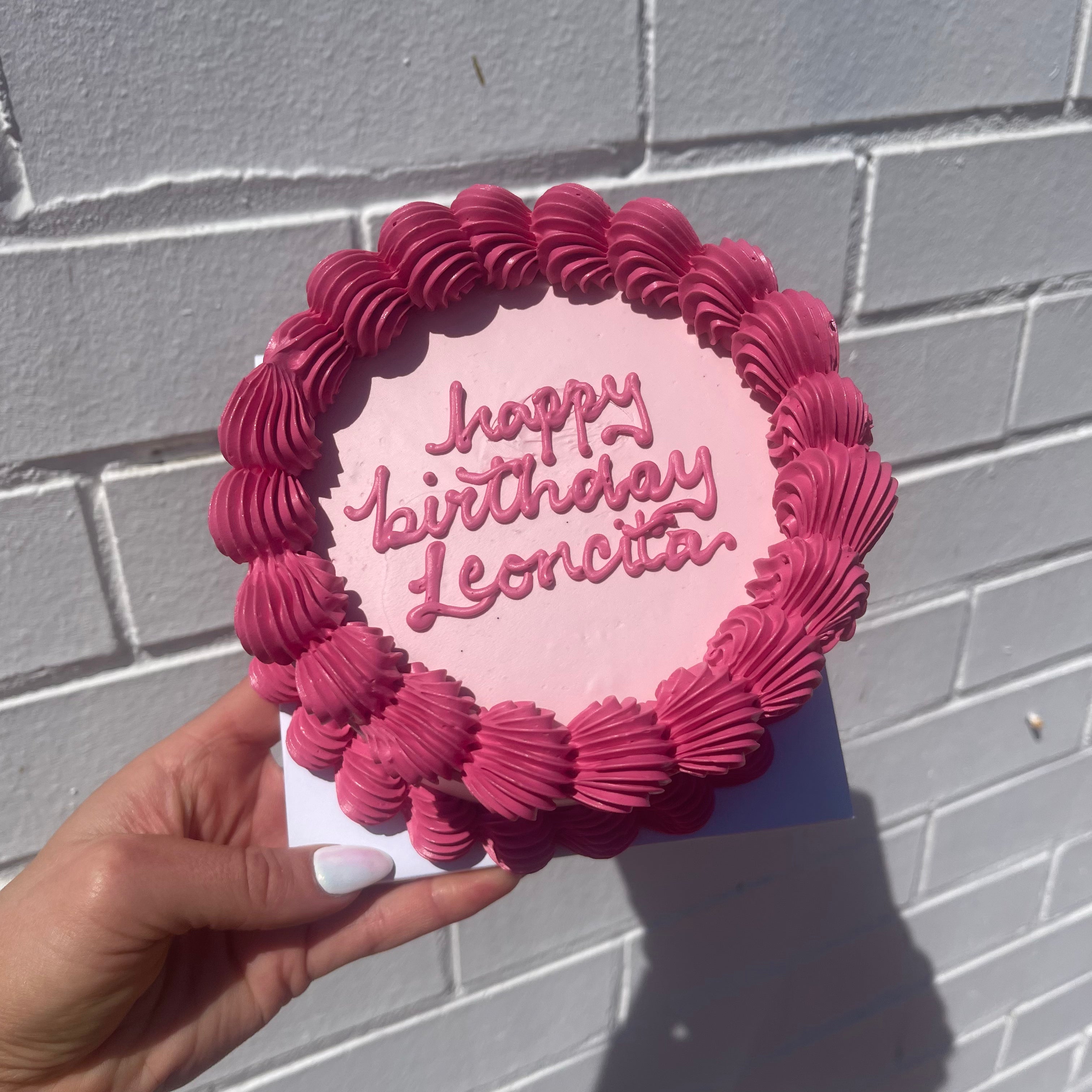 Simple Retro Text Cake - ROUND/LOVEHEART Shape - From $77