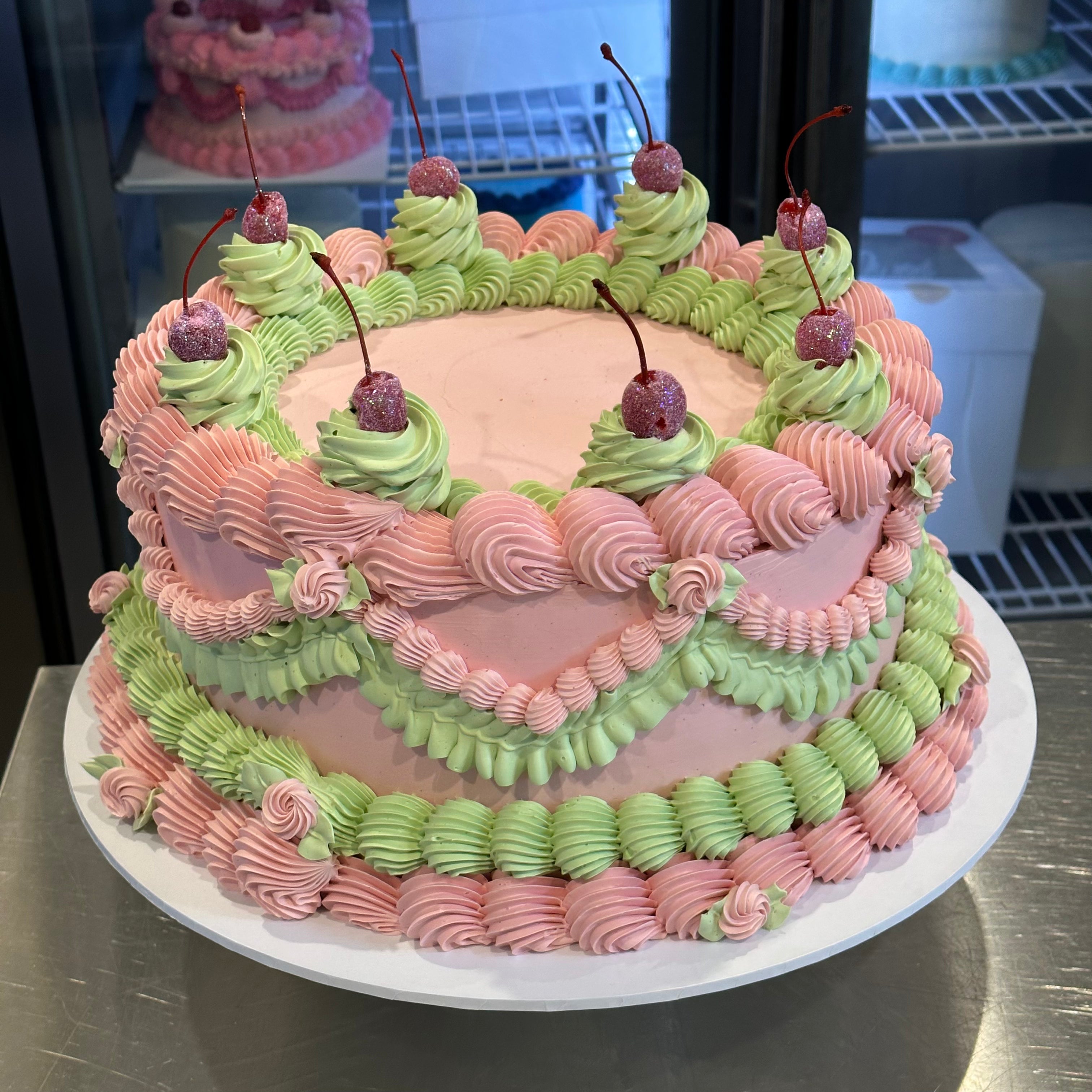 OTT Frilly Retro Cake - From $270 (6+ rows of piping, multi-coloured)
