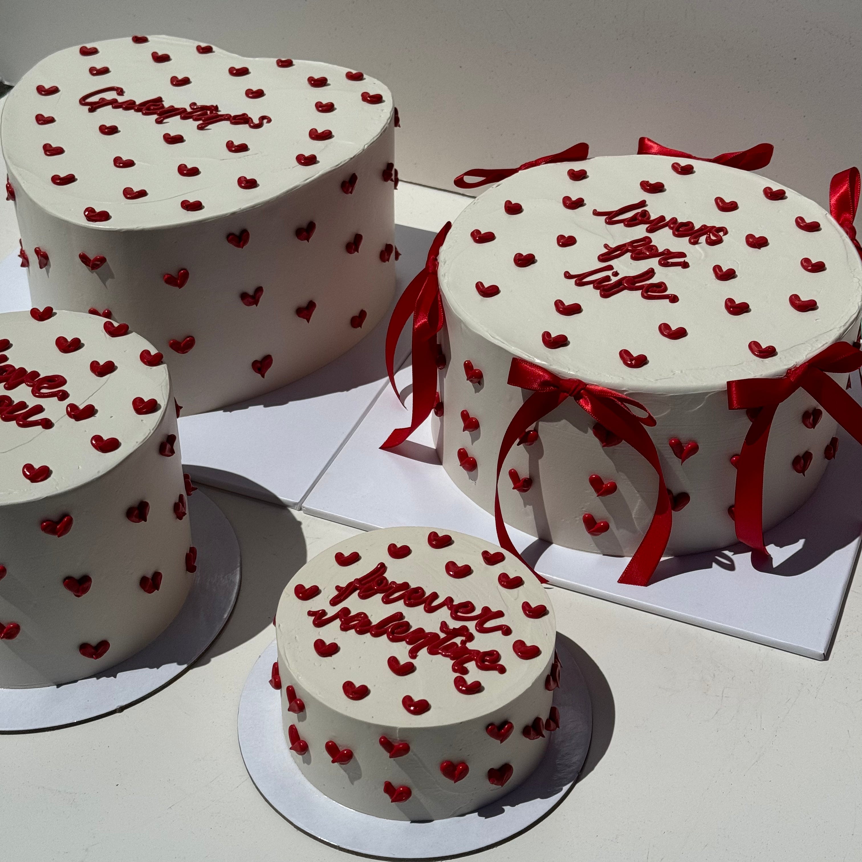 Hand-Piped Lovehearts Cake - From $85