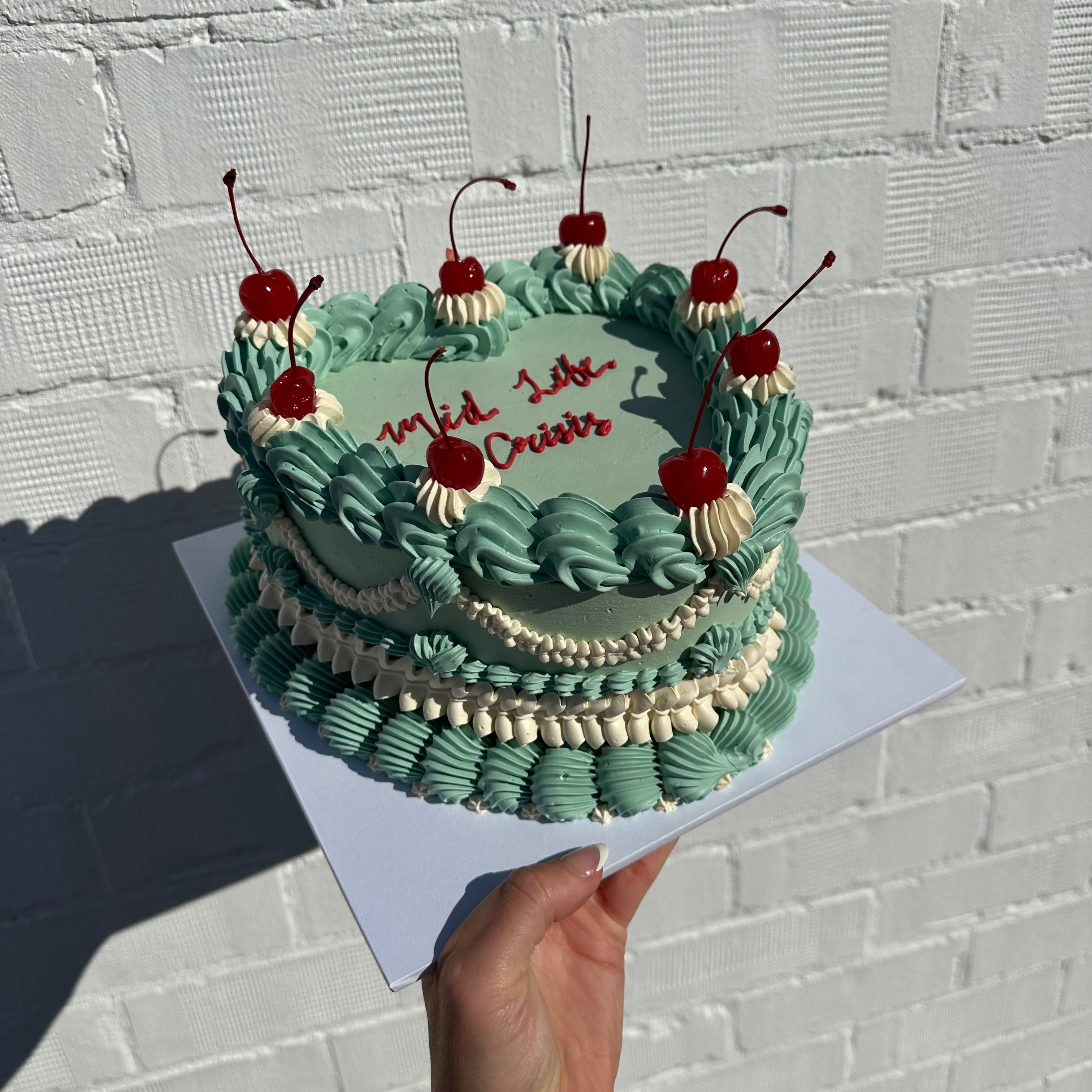 OTT Frilly Retro Cake - From $270 (6+ rows of piping, multi-coloured)