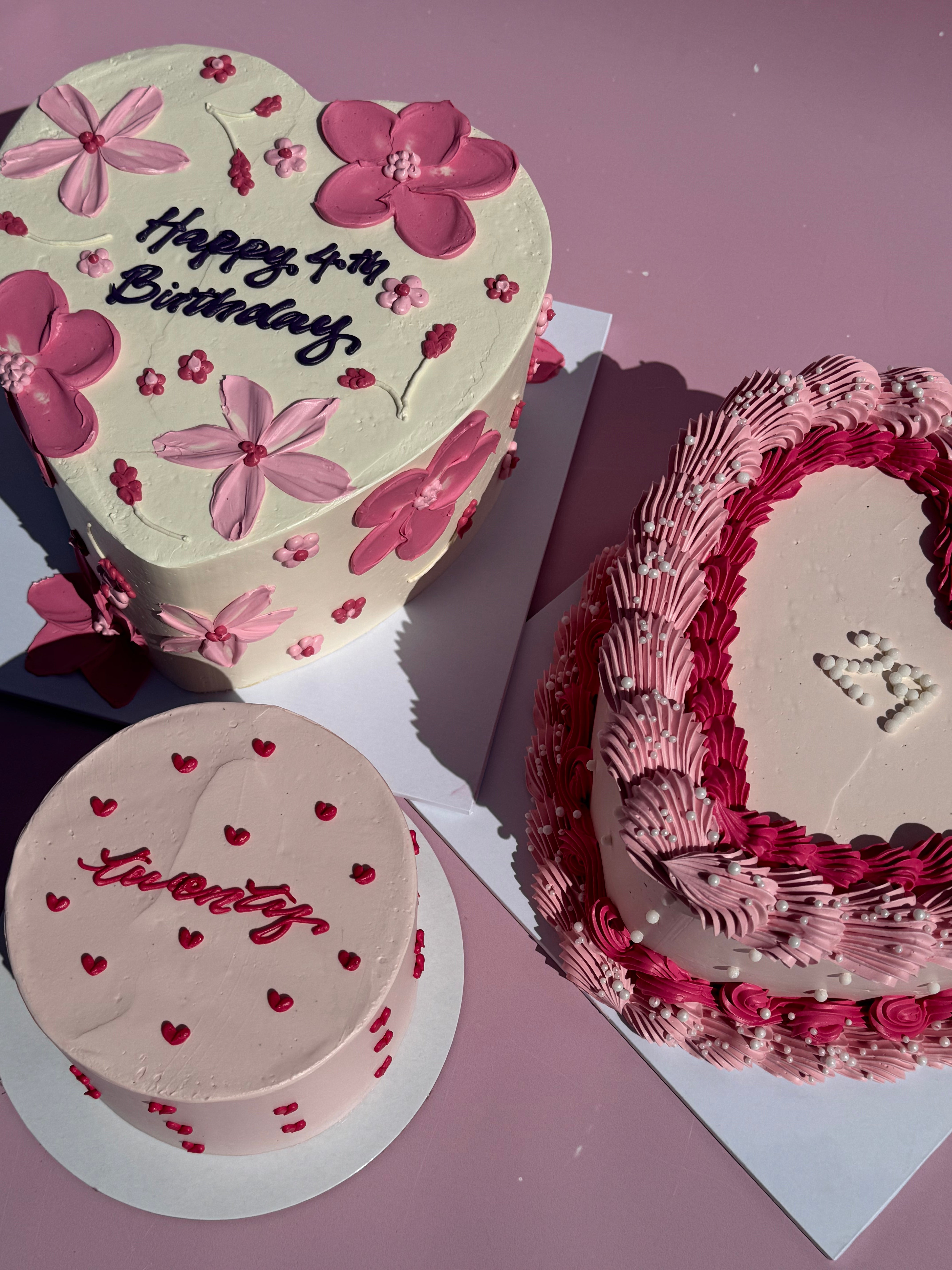Hand-Piped Floral Cake - From $215