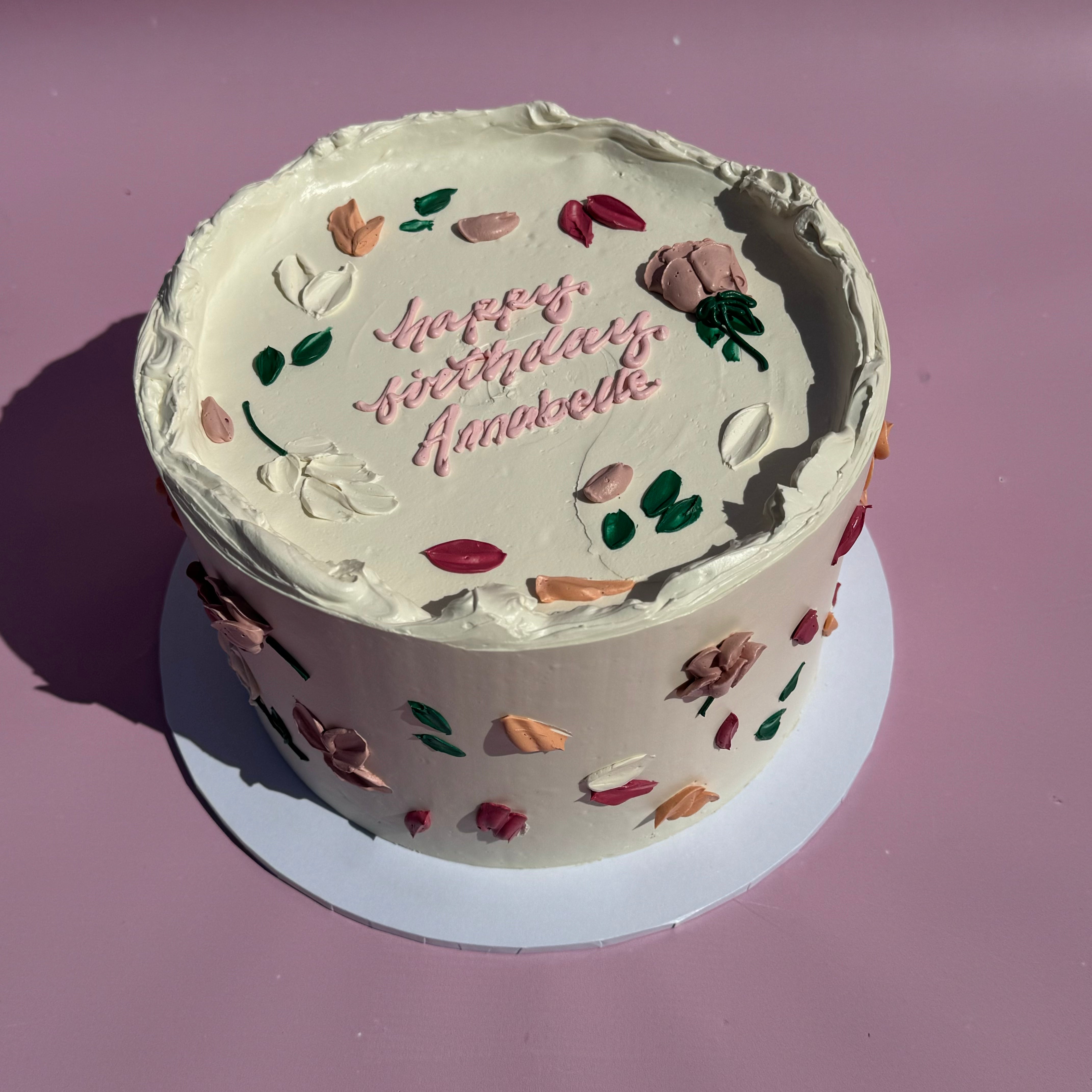 Hand-Piped Floral Cake - From $165