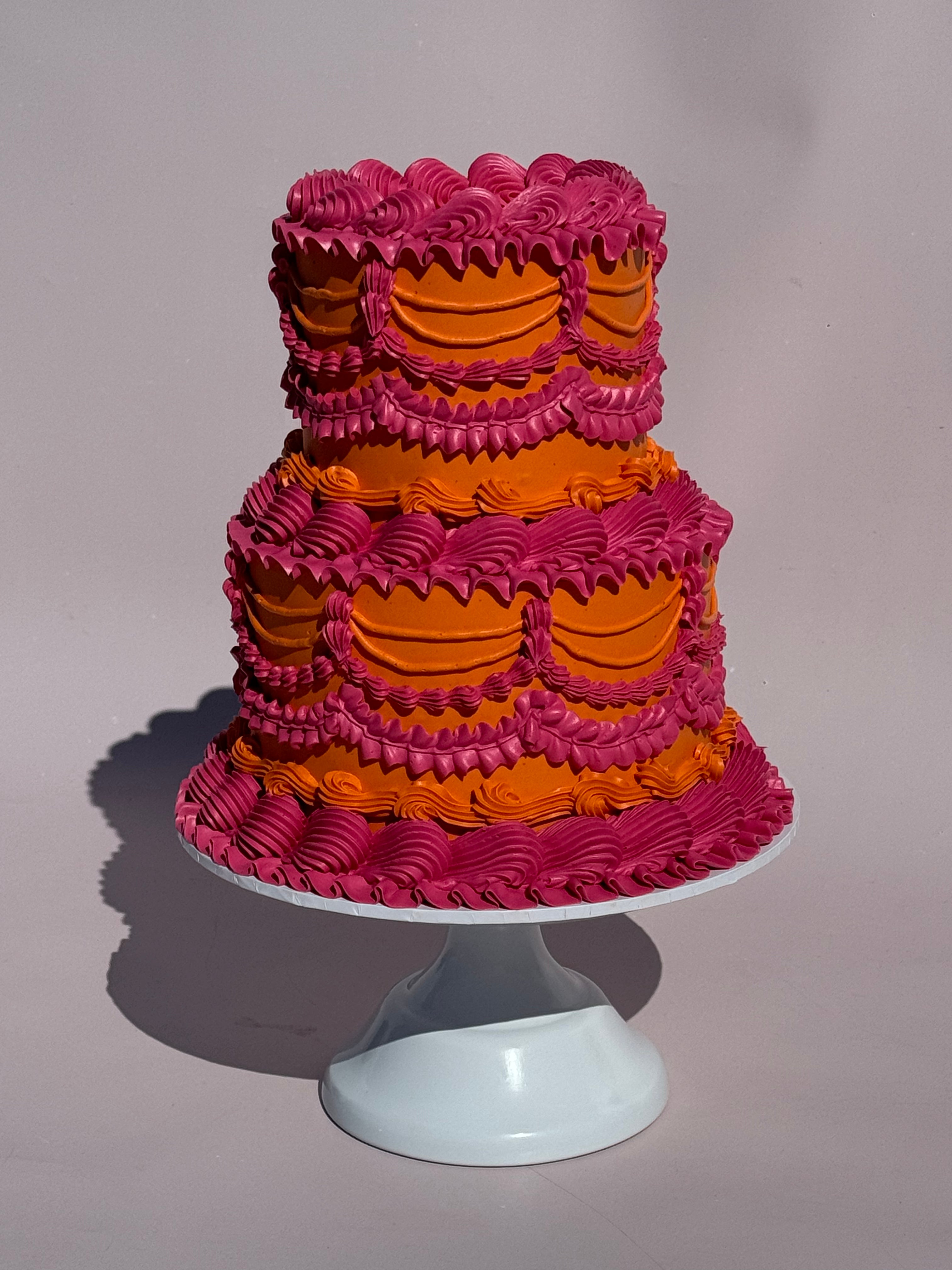 OTT Frilly Retro Cake - From $270 (6+ rows of piping, multi-coloured)