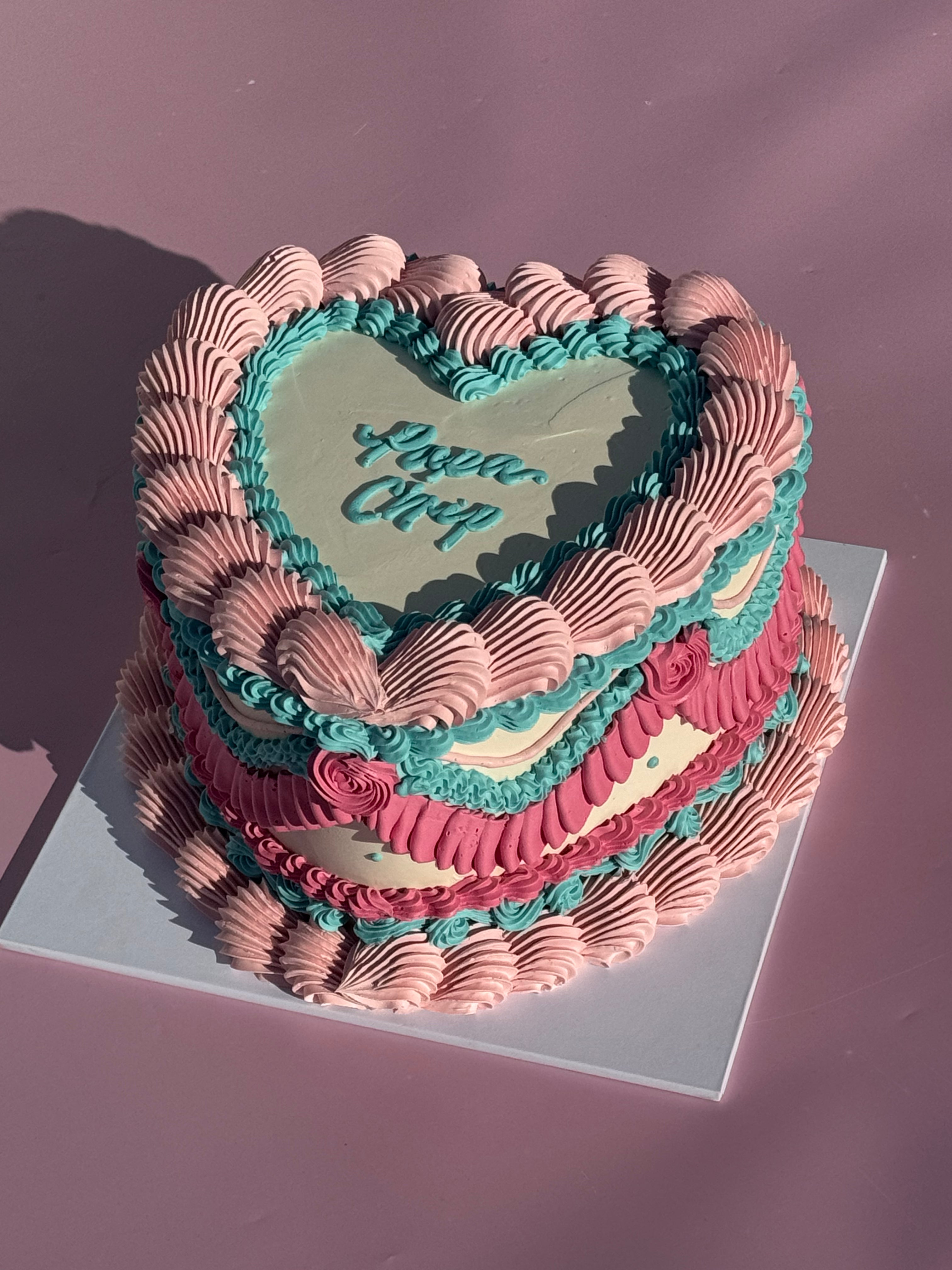 OTT Frilly Retro Cake - From $270 (6+ rows of piping, multi-coloured)