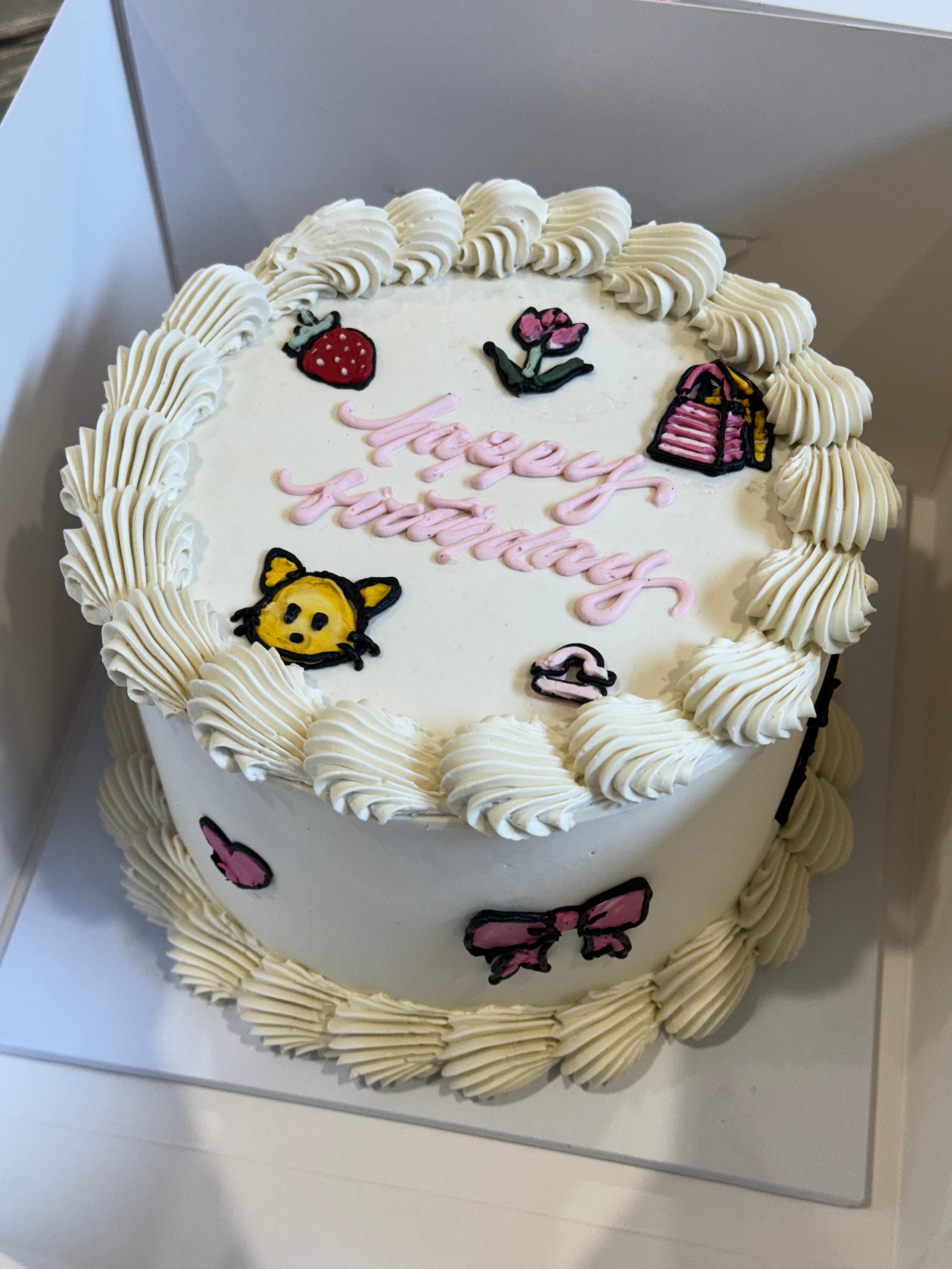 Piped Artwork Retro Cake - From $160
