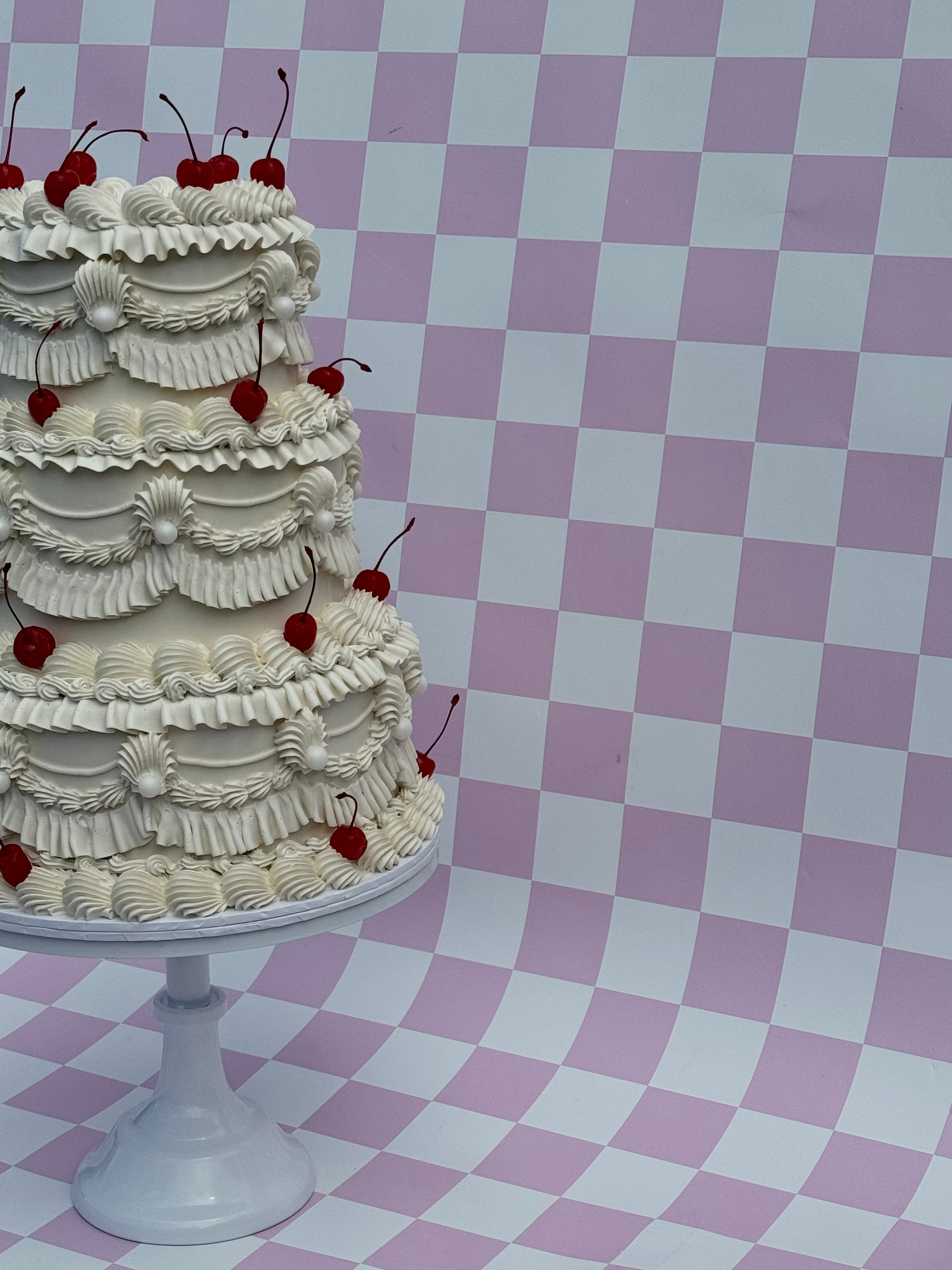 OTT Frilly Retro Cake - From $270 (6+ rows of piping, multi-coloured)