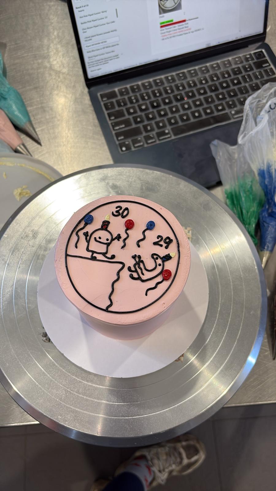 Piped Artwork Retro Cake - From $160