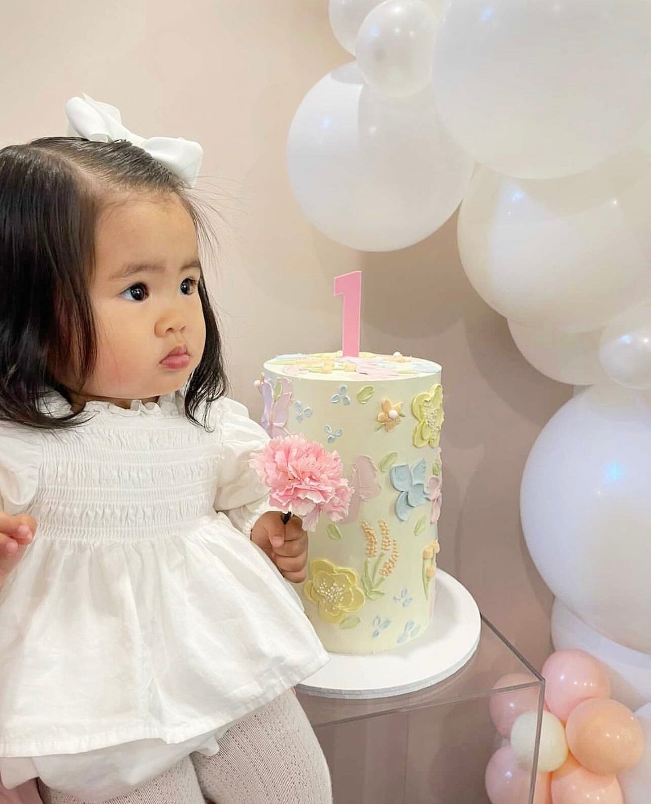 TALL Hand-Piped Floral Cake - From $275
