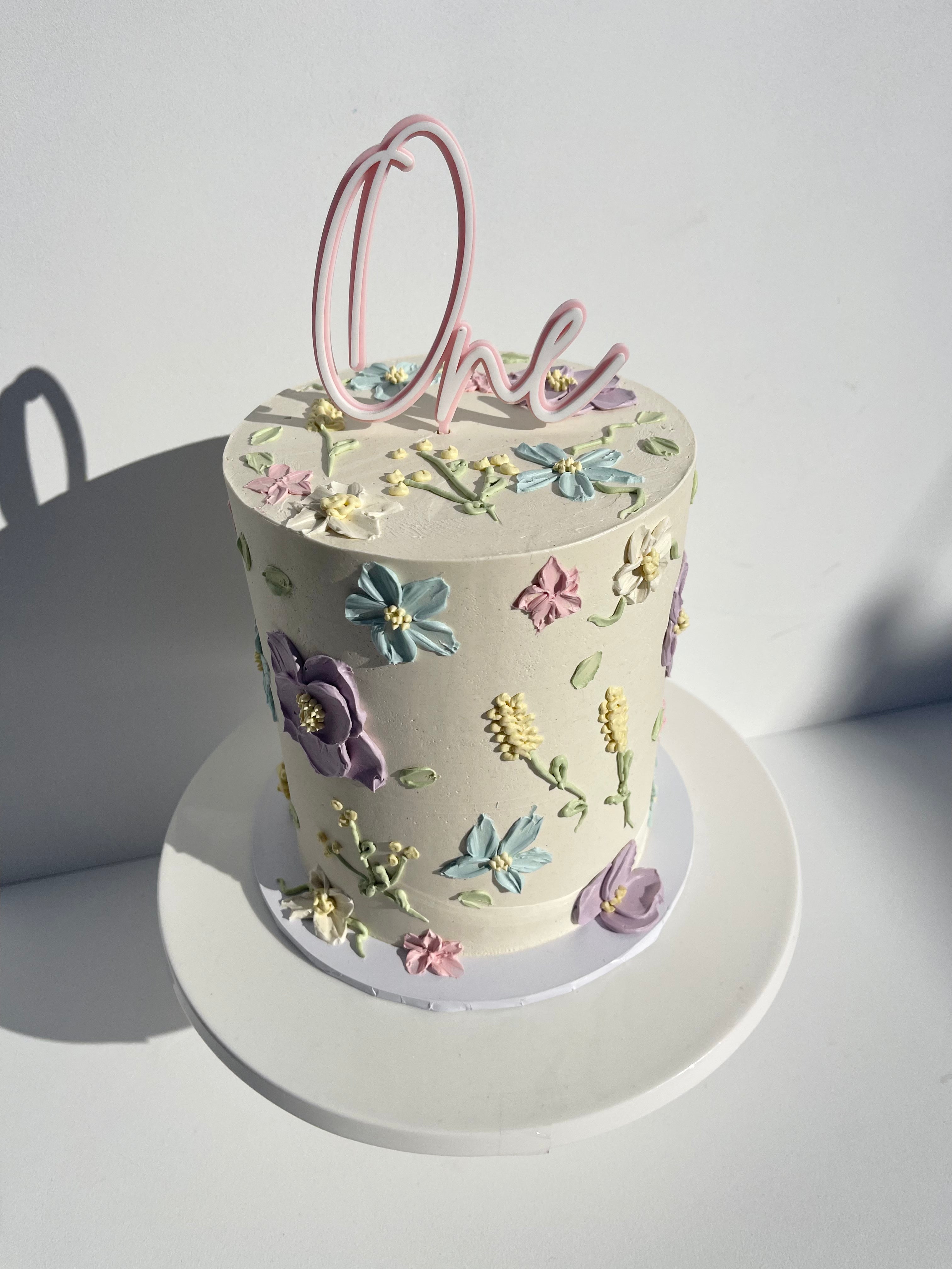 Hand-Piped Floral Cake - From $215