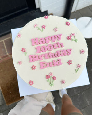 Hand-Piped Floral Cake